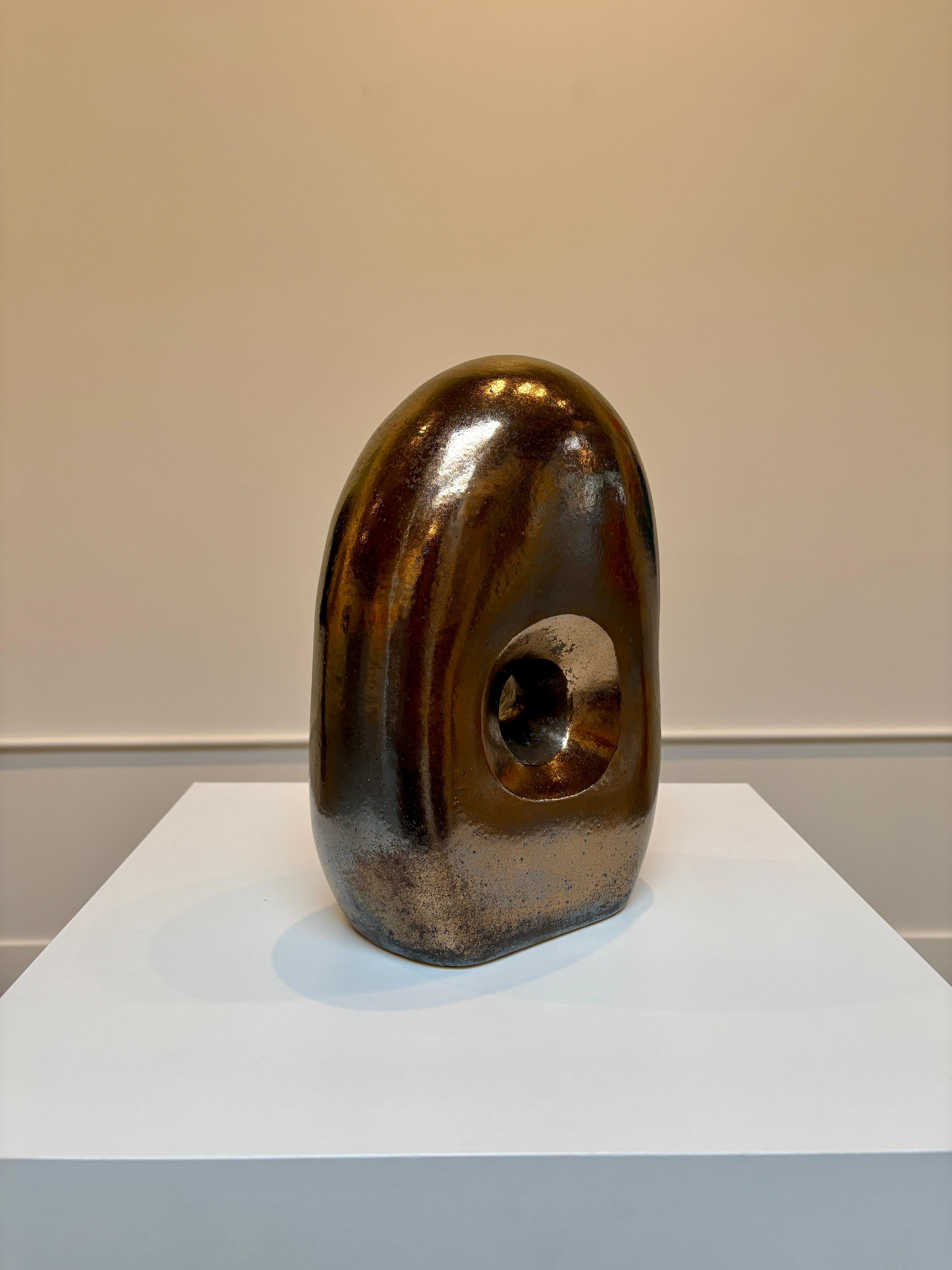 Non Dual Form #31, Small Ceramic Abstract Sculpture, Metallic For Sale 6