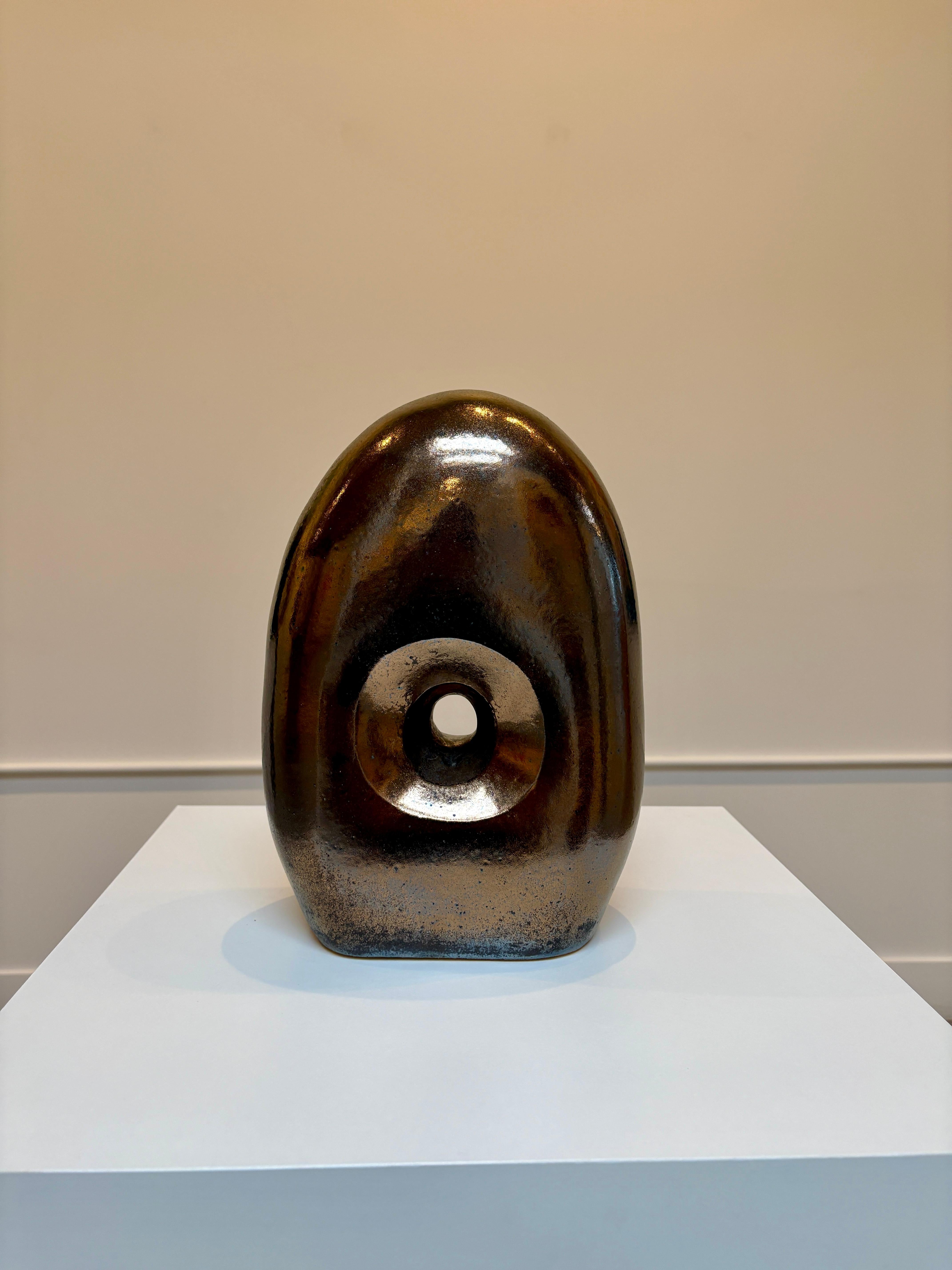 Non Dual Form #31, Small Ceramic Abstract Sculpture, Metallic For Sale 7