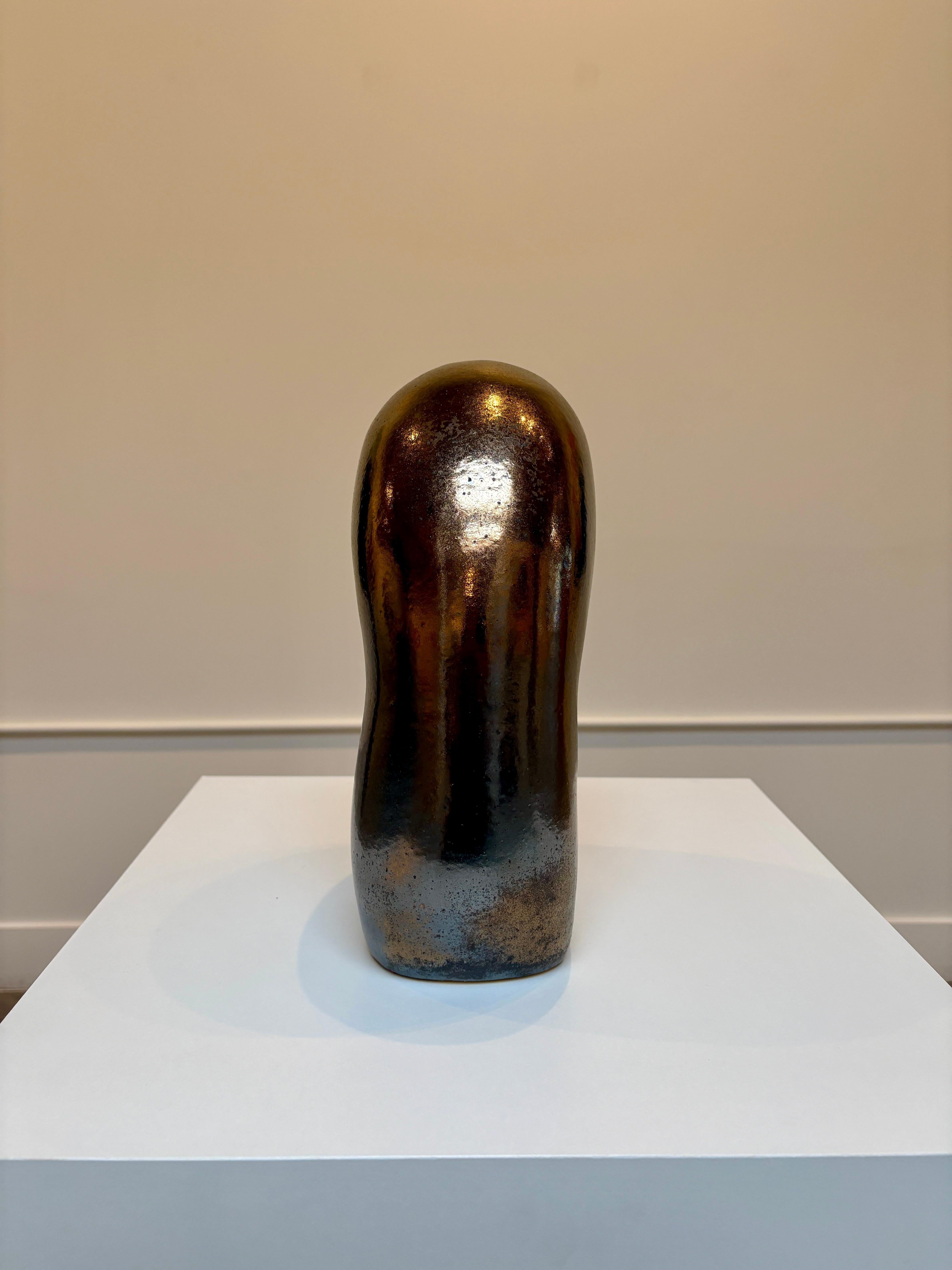 Non Dual Form #31, Small Ceramic Abstract Sculpture, Metallic For Sale 8