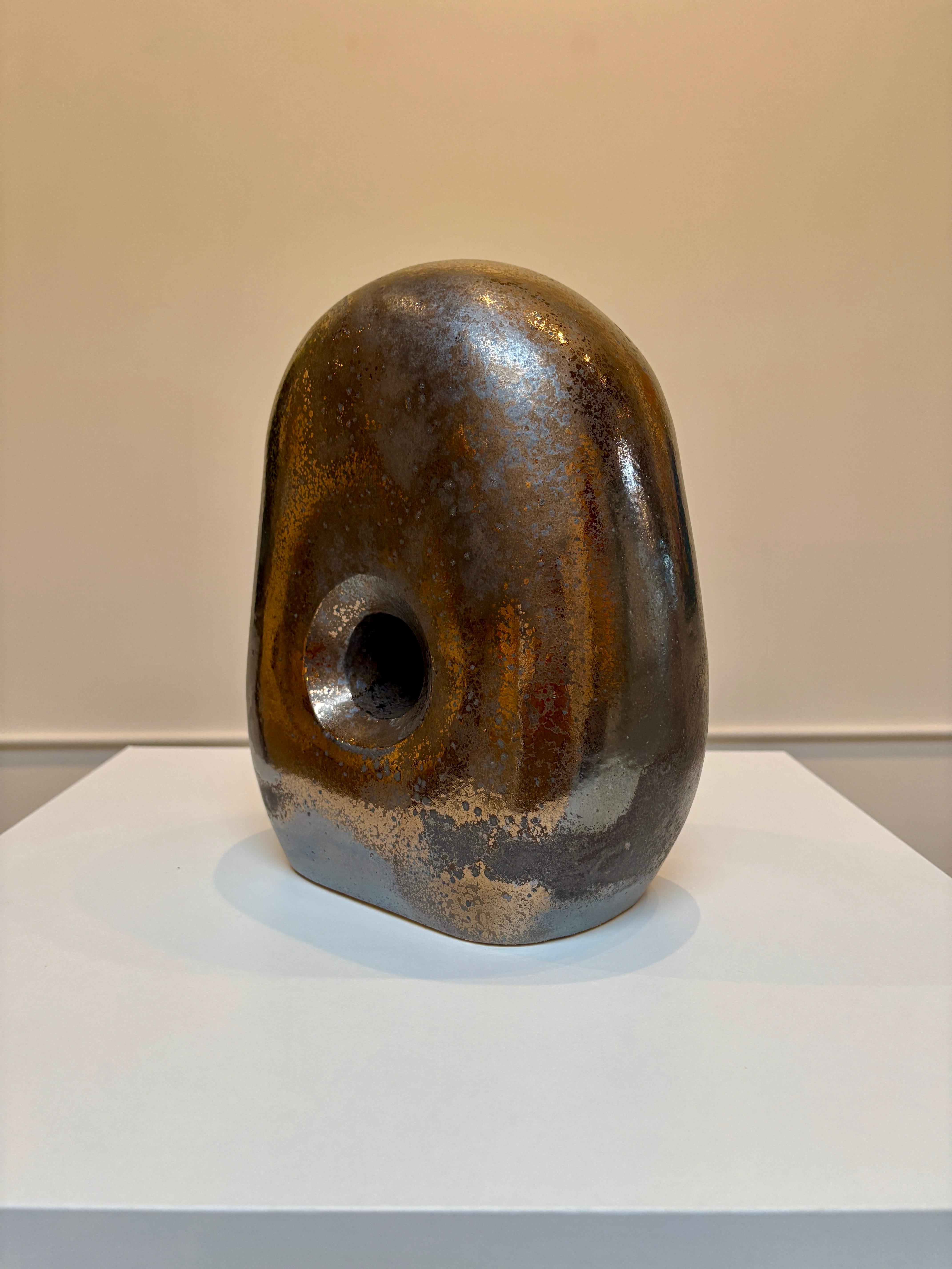 Non Dual Form #32, Small Ceramic Abstract Sculpture, Metallic For Sale 1