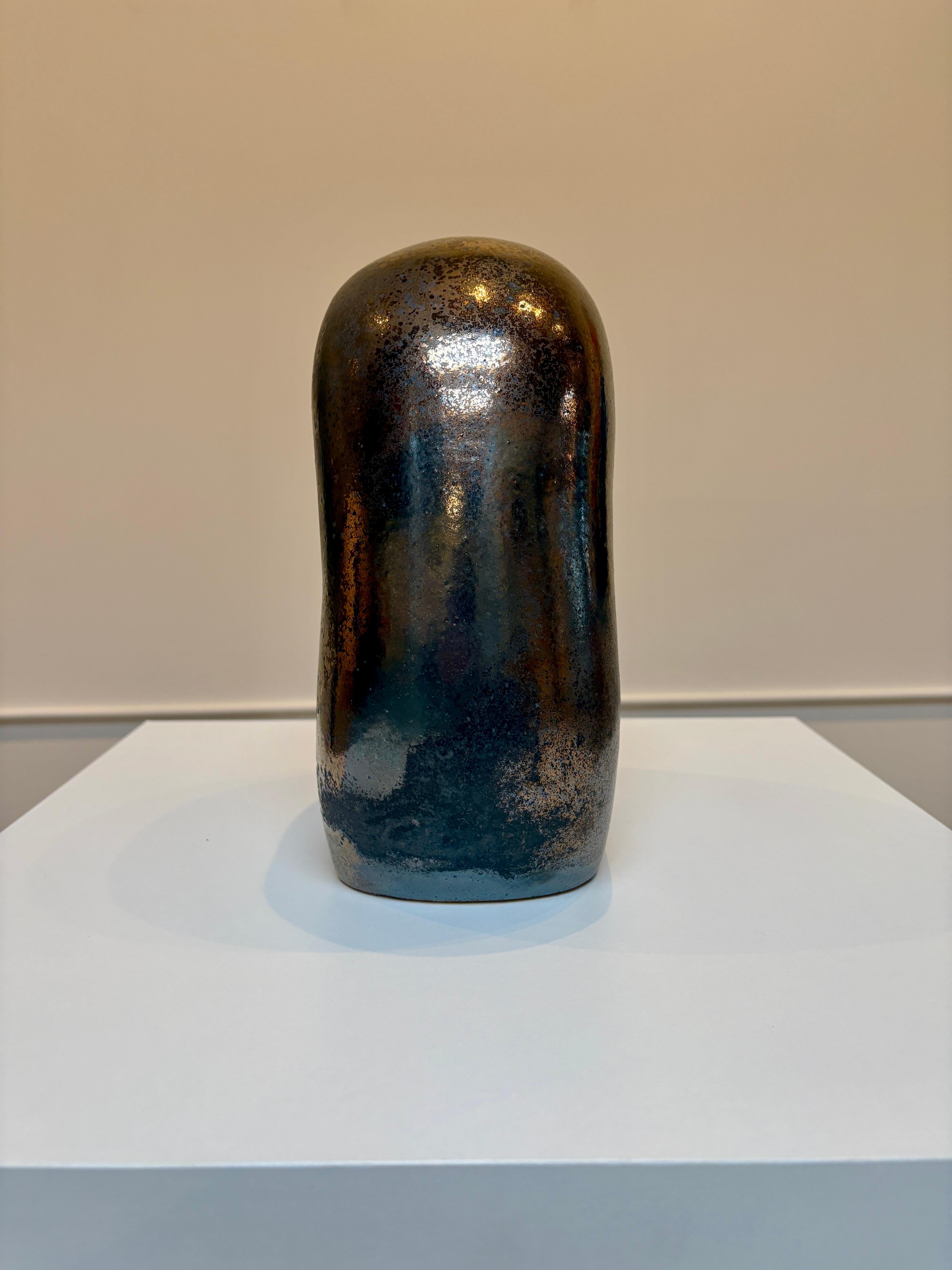 Non Dual Form #32, Small Ceramic Abstract Sculpture, Metallic For Sale 2