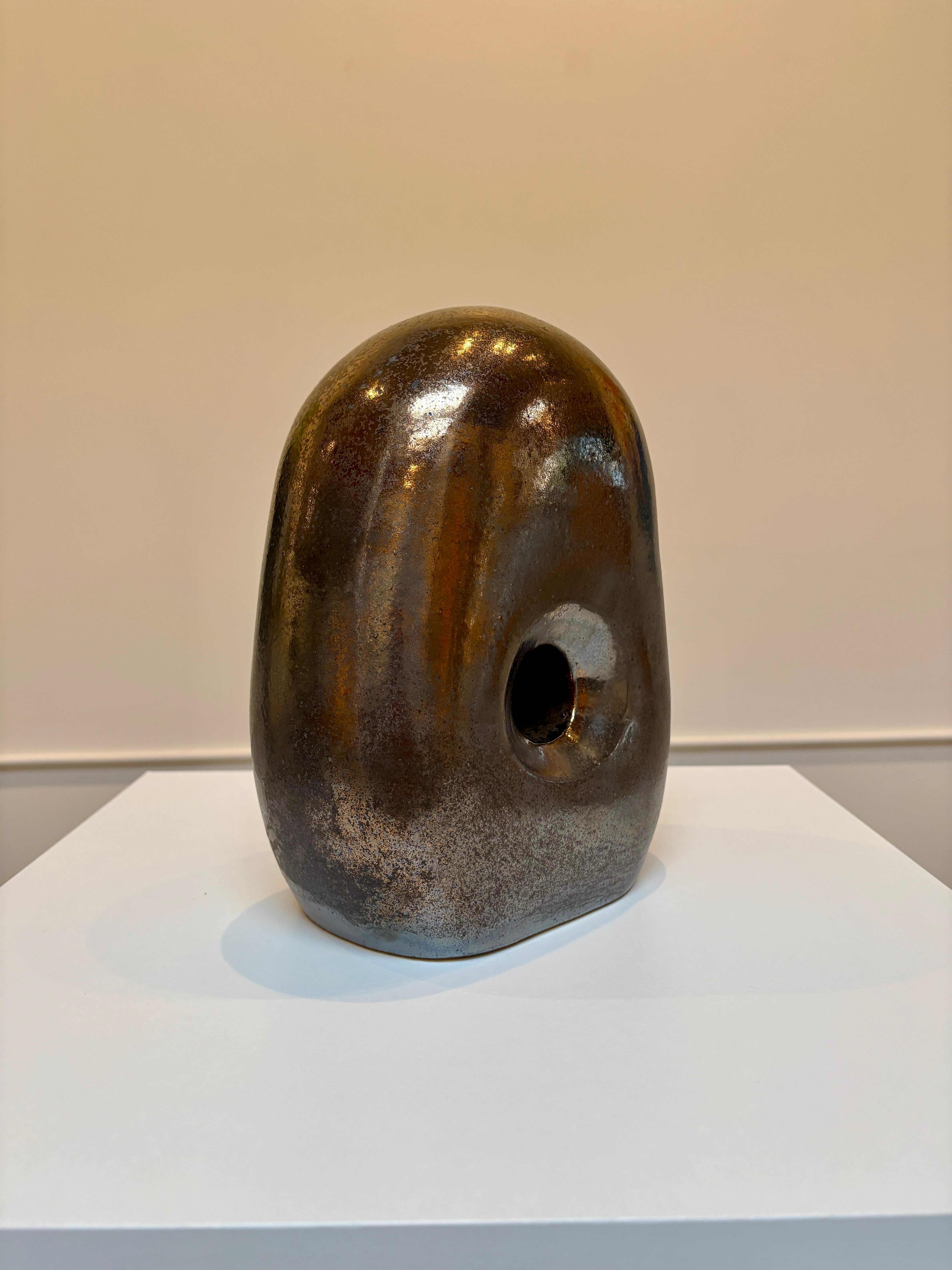 Non Dual Form #32, Small Ceramic Abstract Sculpture, Metallic For Sale 3