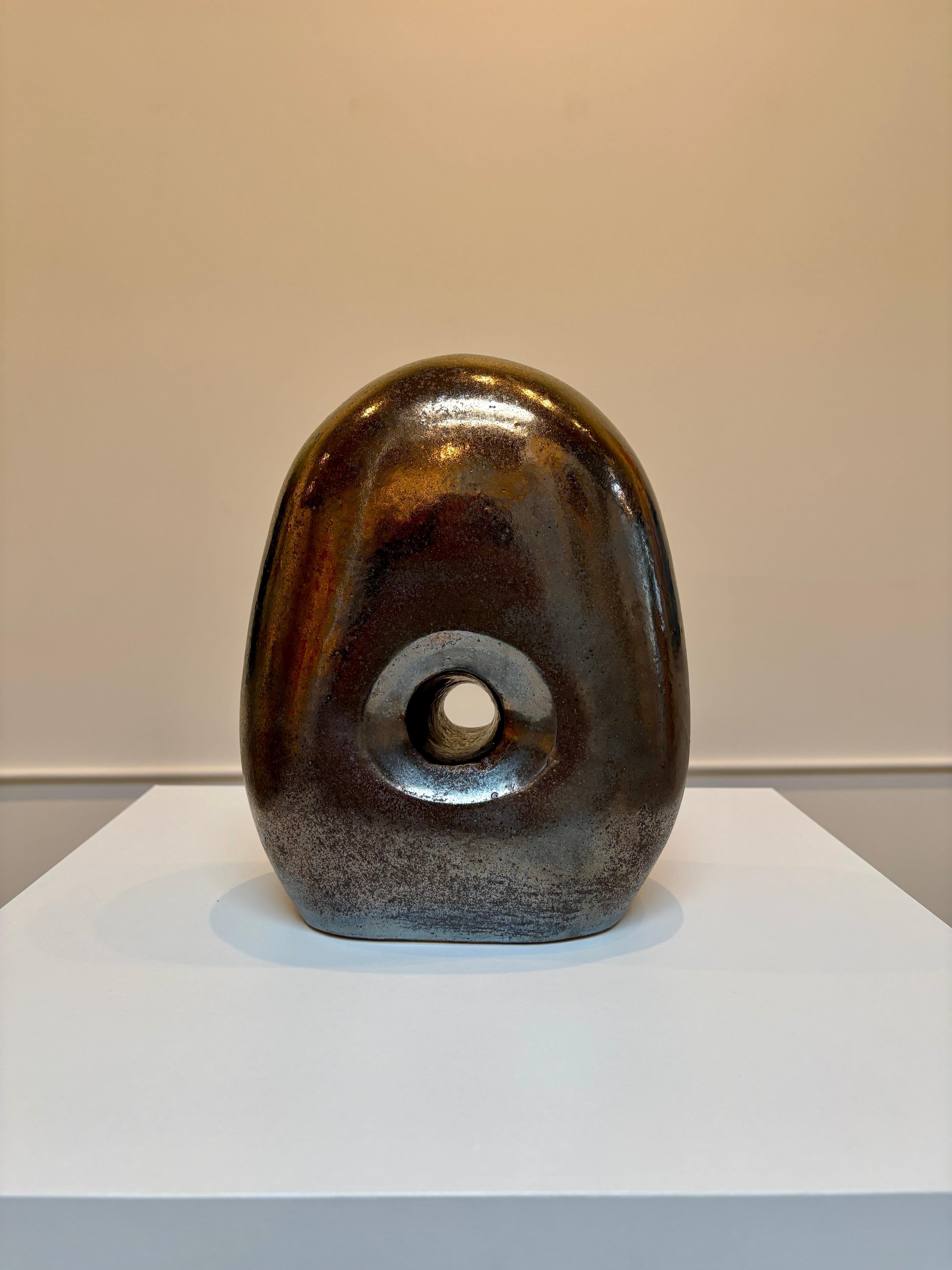 Non Dual Form #32, Small Ceramic Abstract Sculpture, Metallic For Sale 4