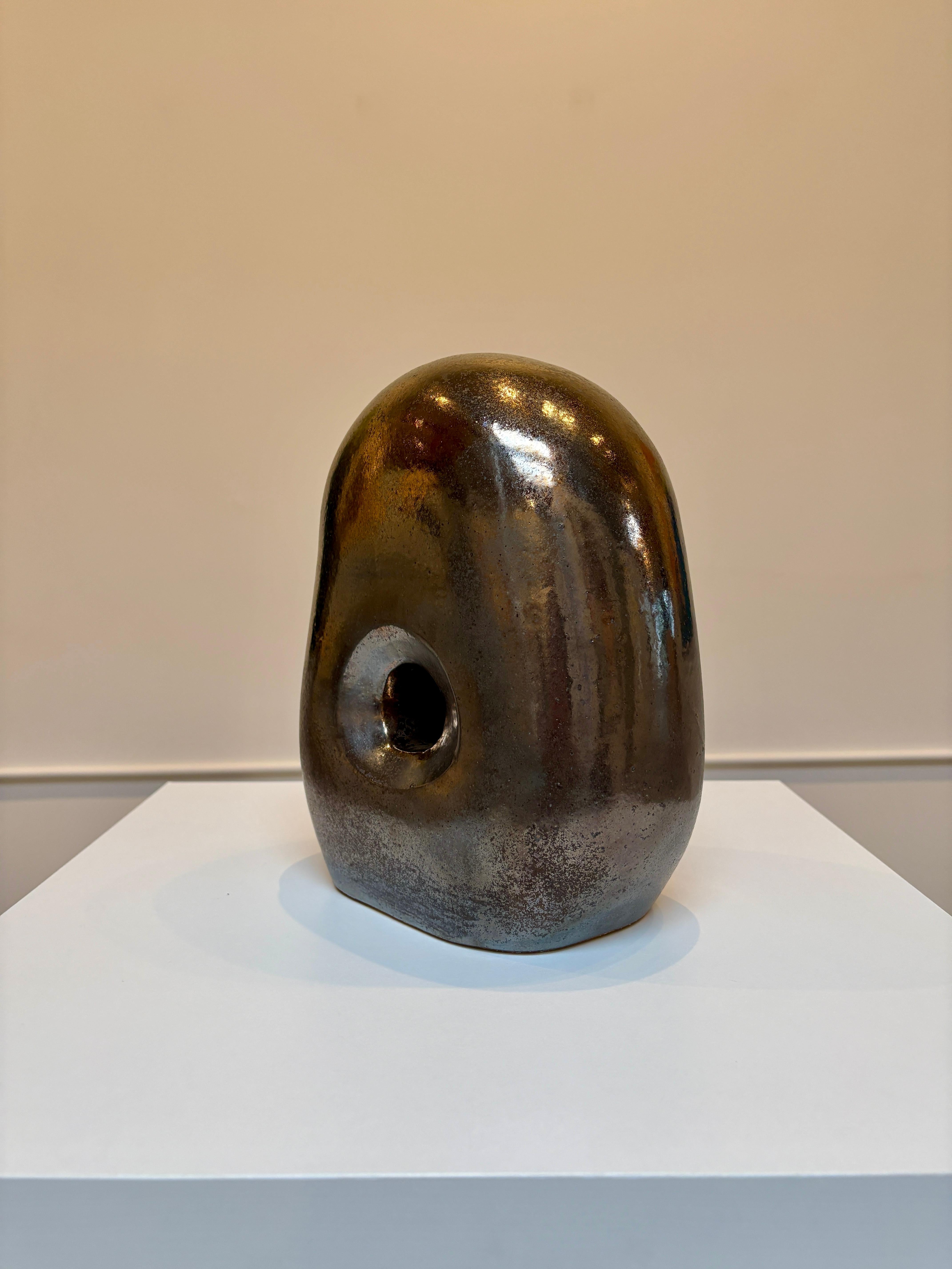 Non Dual Form #32, Small Ceramic Abstract Sculpture, Metallic For Sale 5