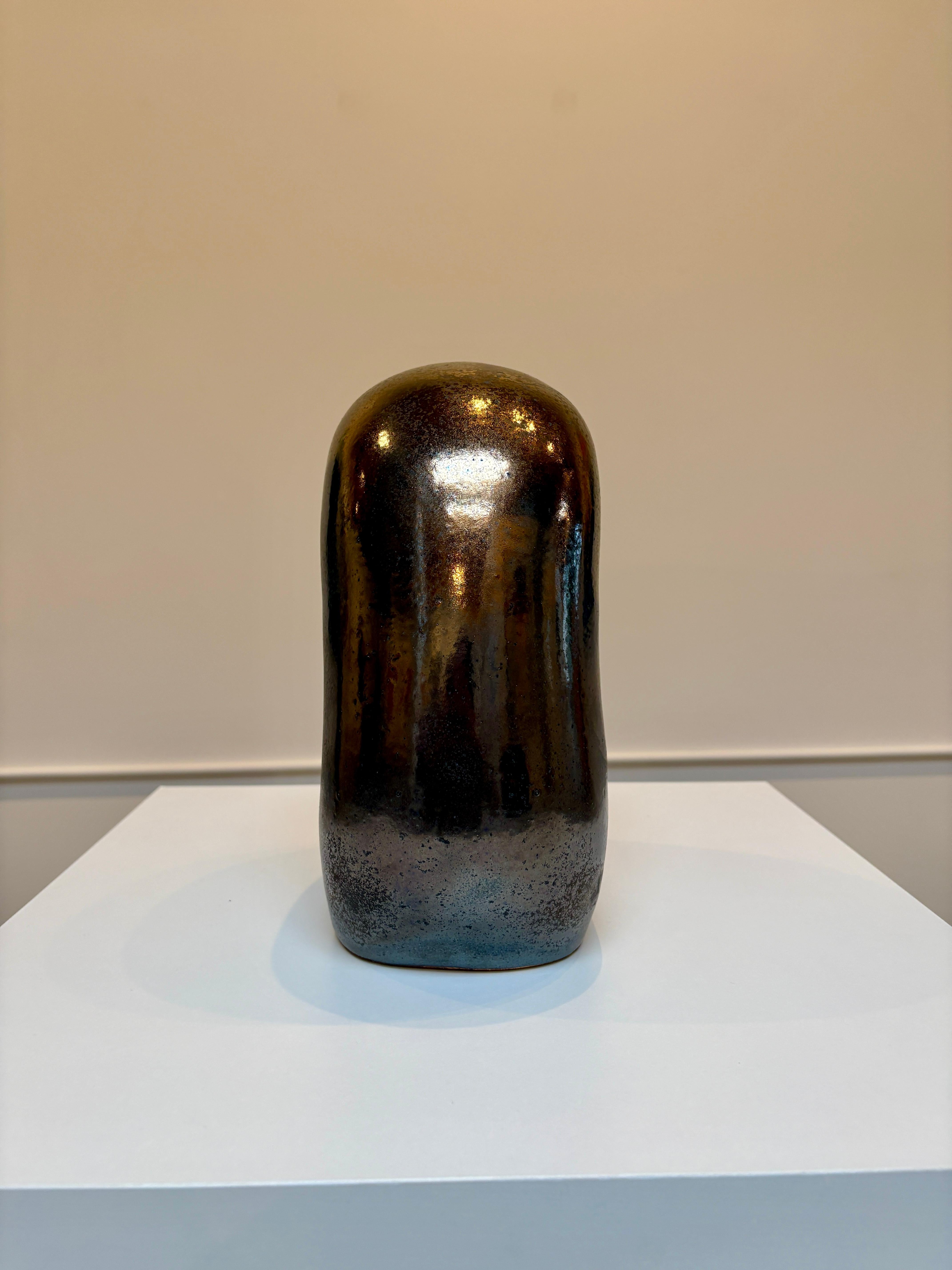 Non Dual Form #32, Small Ceramic Abstract Sculpture, Metallic For Sale 6