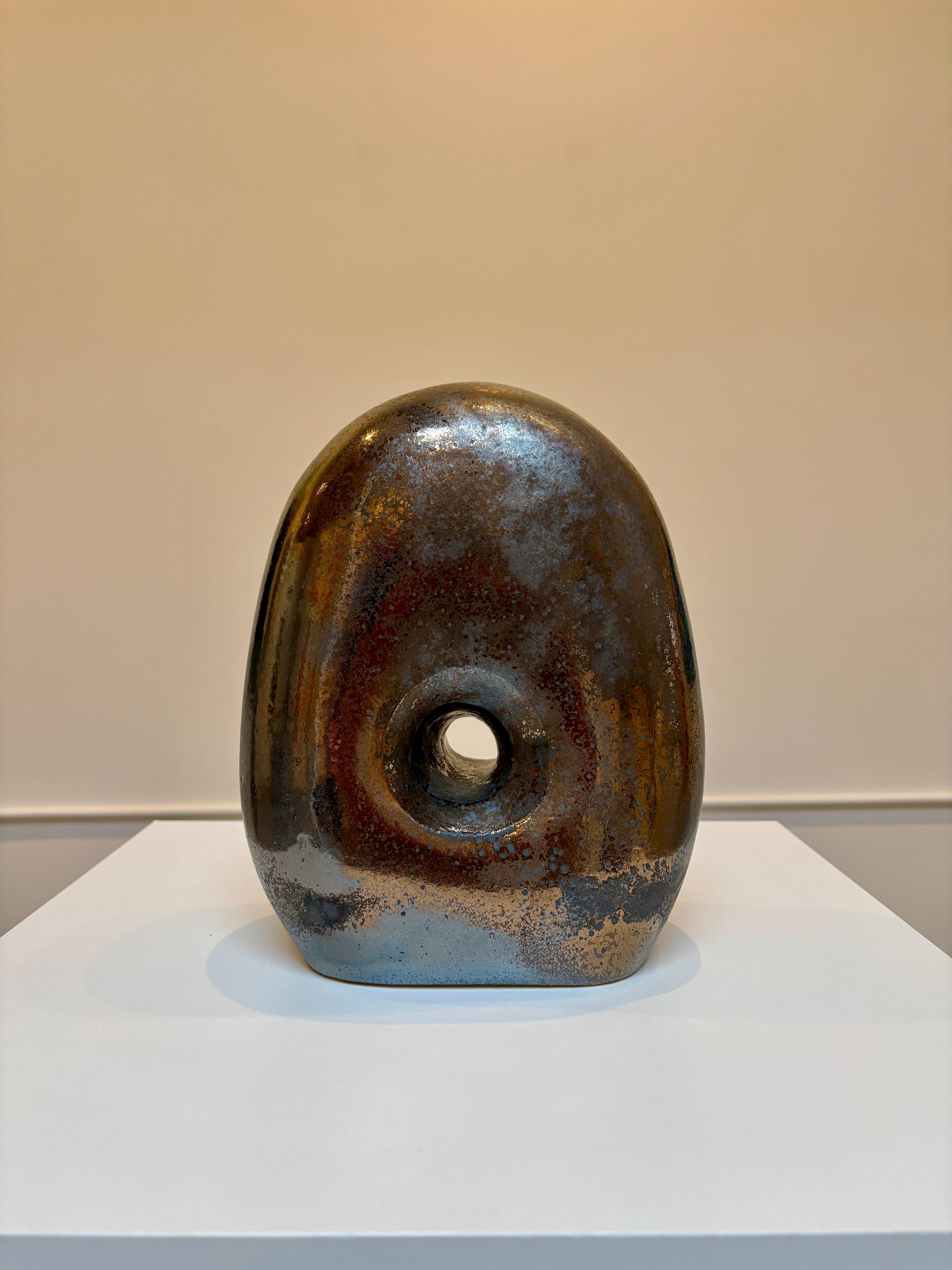 Non Dual Form #32, Small Ceramic Abstract Sculpture, Metallic For Sale 7