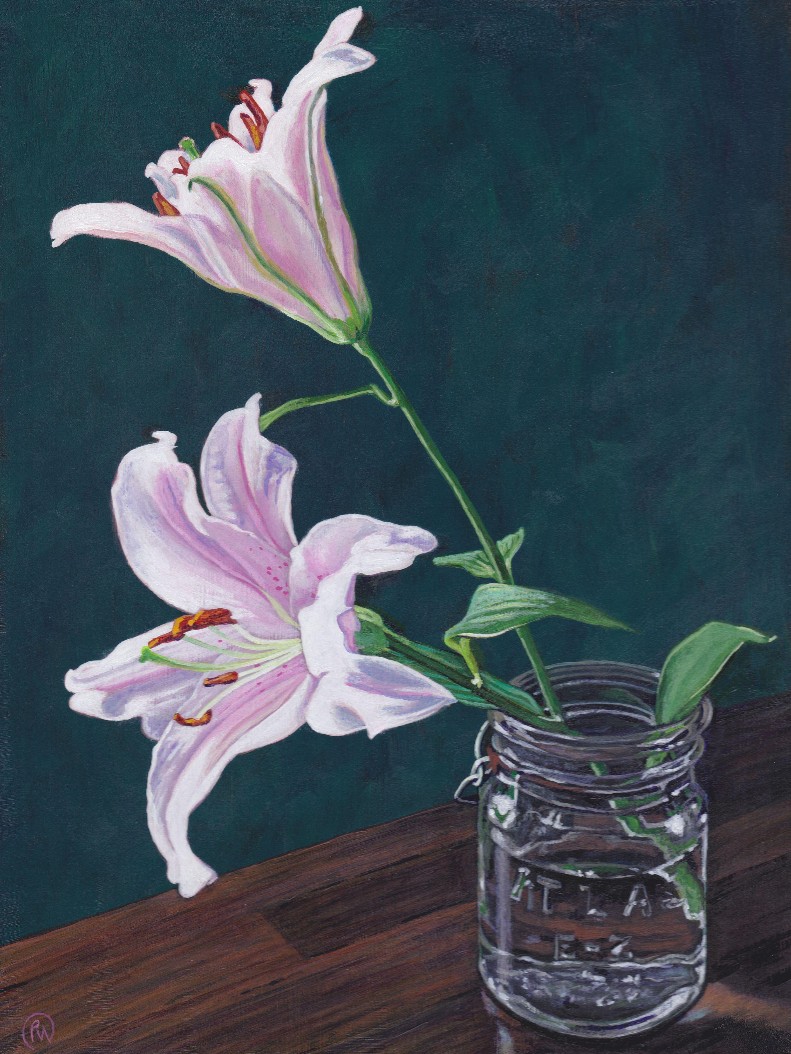 Observadores de estrellas, Pintura, Acrílico sobre panel de madera - Painting de Paige Wallis