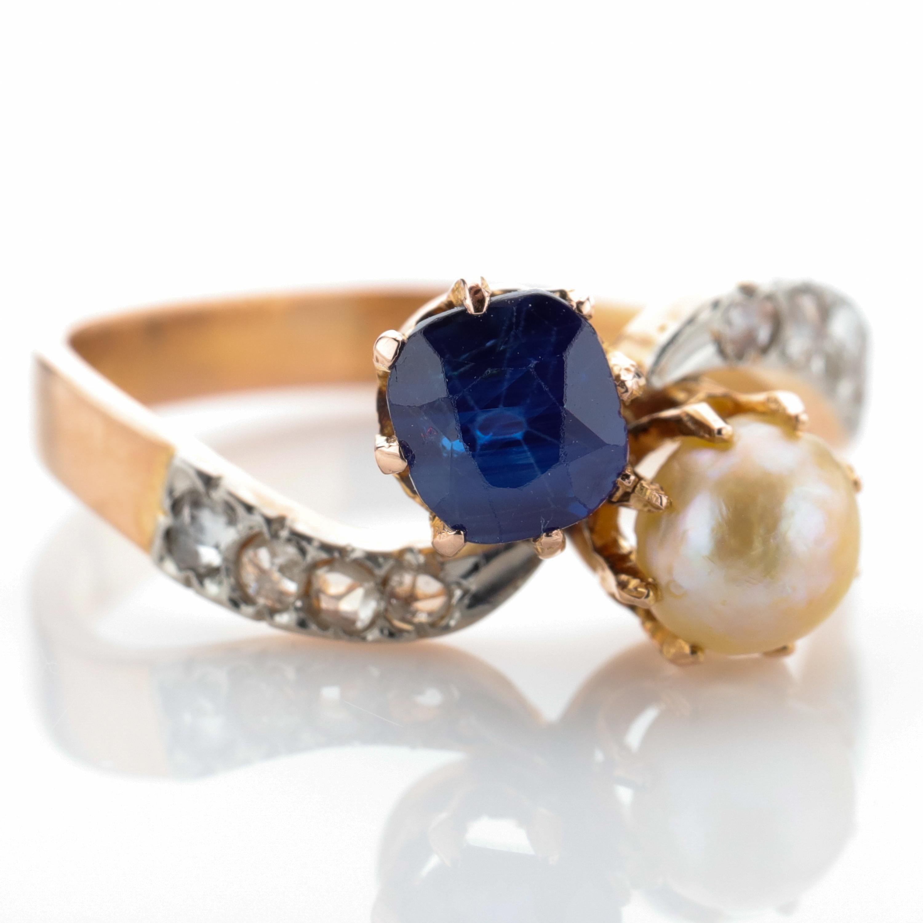 sapphire and pearl ring