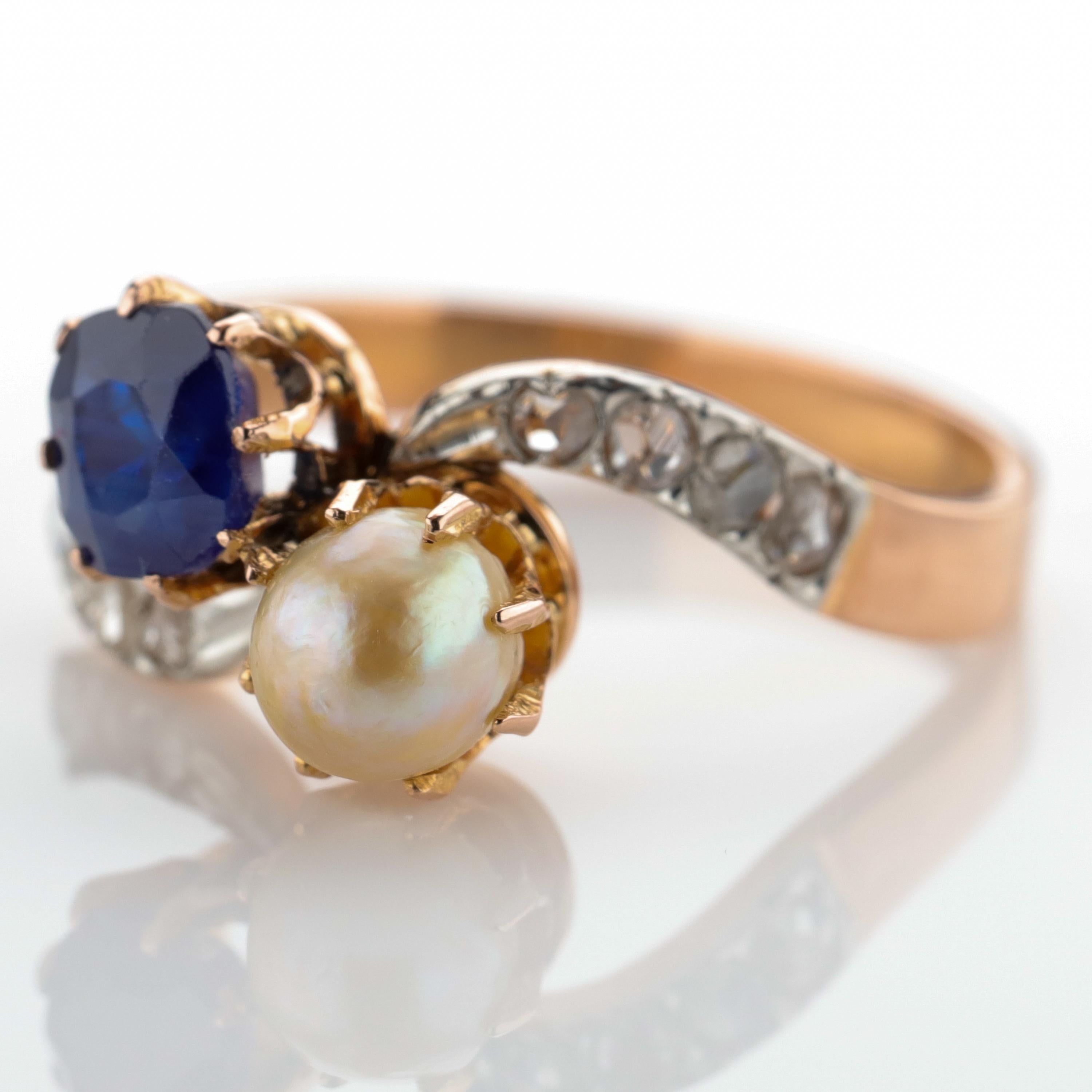 sapphire and pearl engagement ring