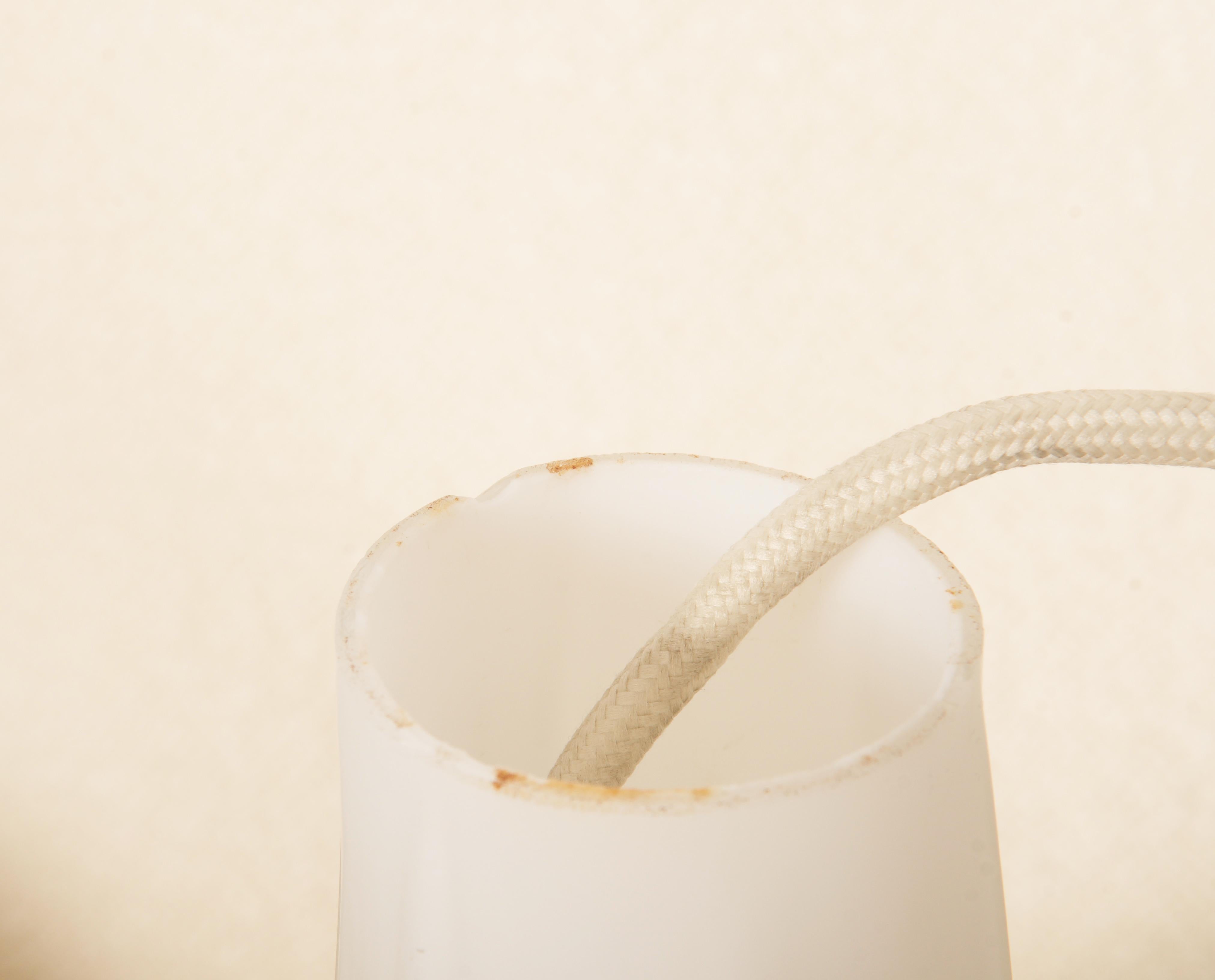 Paill & Putzler Lotus Shaped White Midcentury Glass Pendant For Sale 2