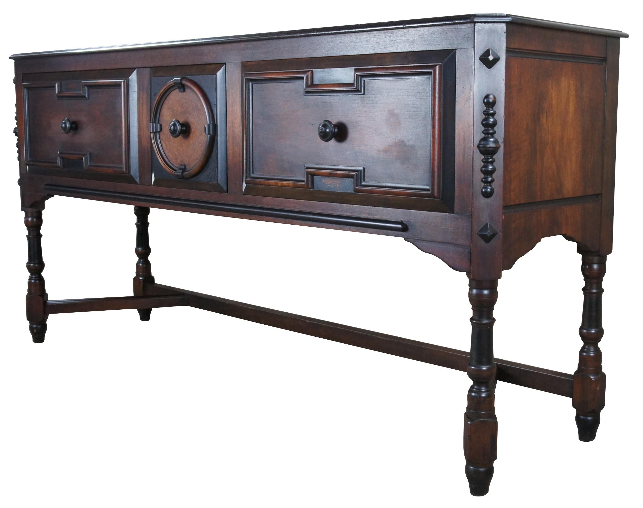 Paine Furniture Victorian Revival Walnut Carved Buffet Server Sideboard Console In Good Condition In Dayton, OH