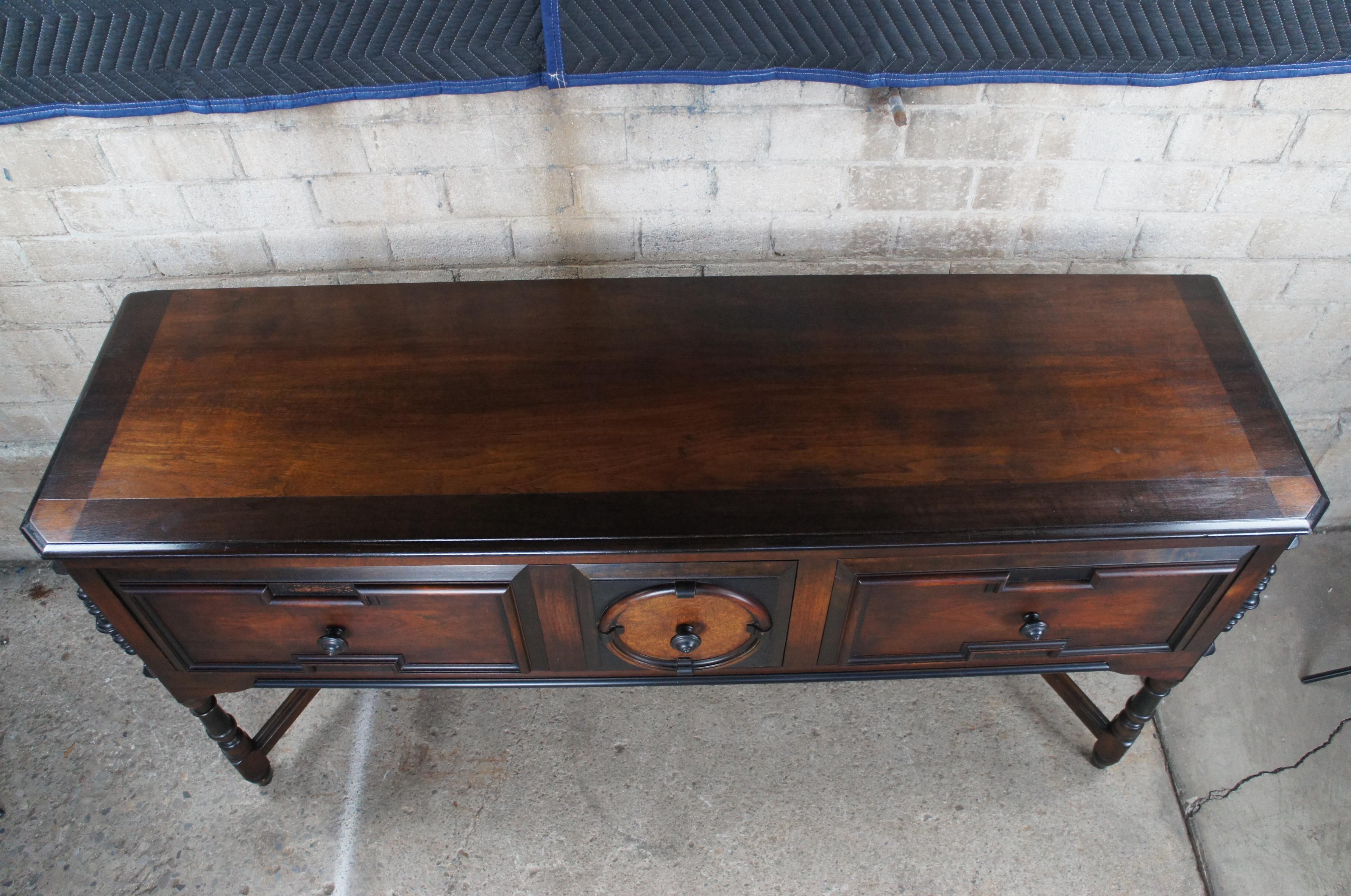 Mid-20th Century Paine Furniture Victorian Revival Walnut Carved Buffet Server Sideboard Console