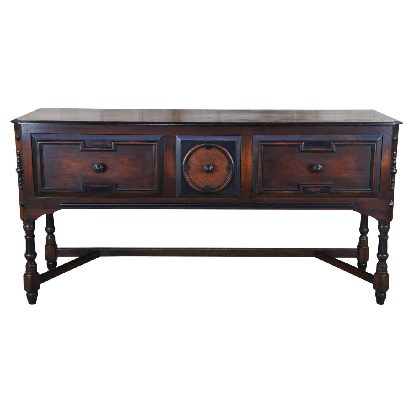 Paine Furniture Victorian Revival Walnut Carved Buffet Server Sideboard