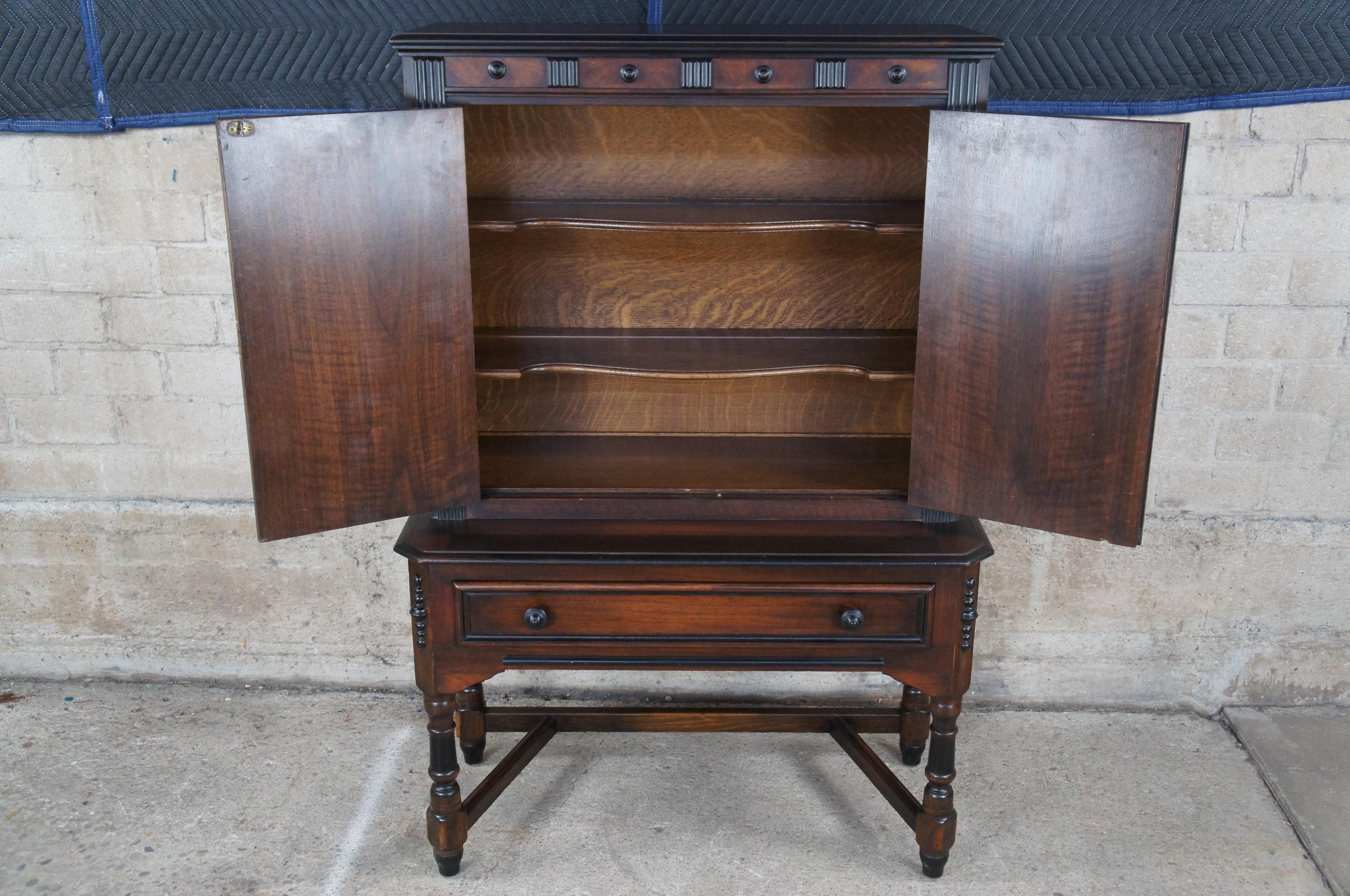 Mid-20th Century Paine Furniture Victorian Revival Walnut Stepback Cupboard Hutch China Cabinet