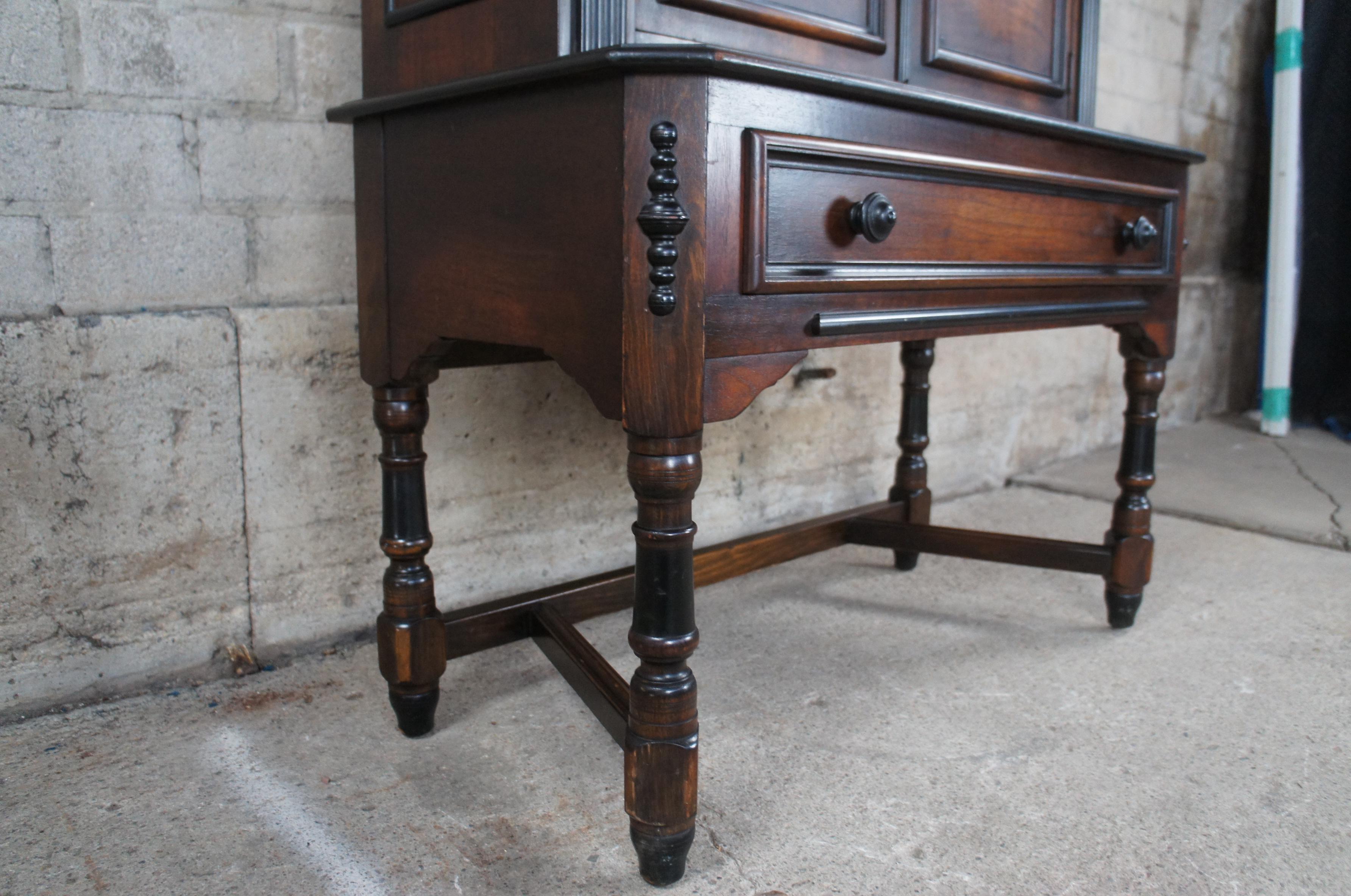 Paine Furniture Victorian Revival Walnut Stepback Cupboard Hutch China Cabinet 5