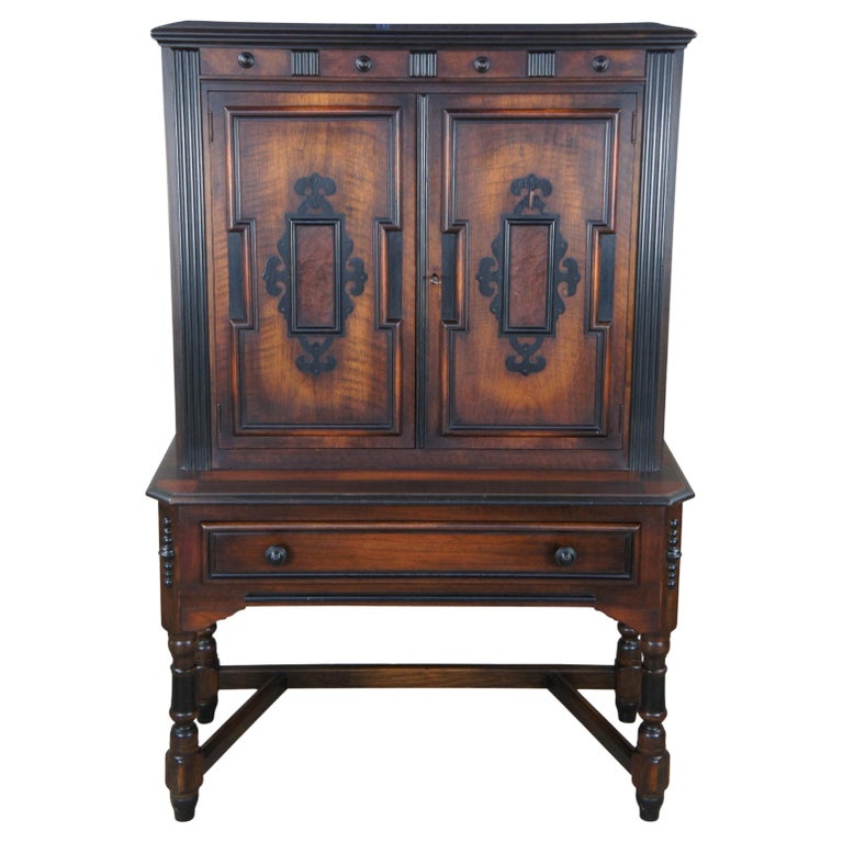 Paine Furniture Victorian Revival Walnut Stepback Cupboard Hutch China