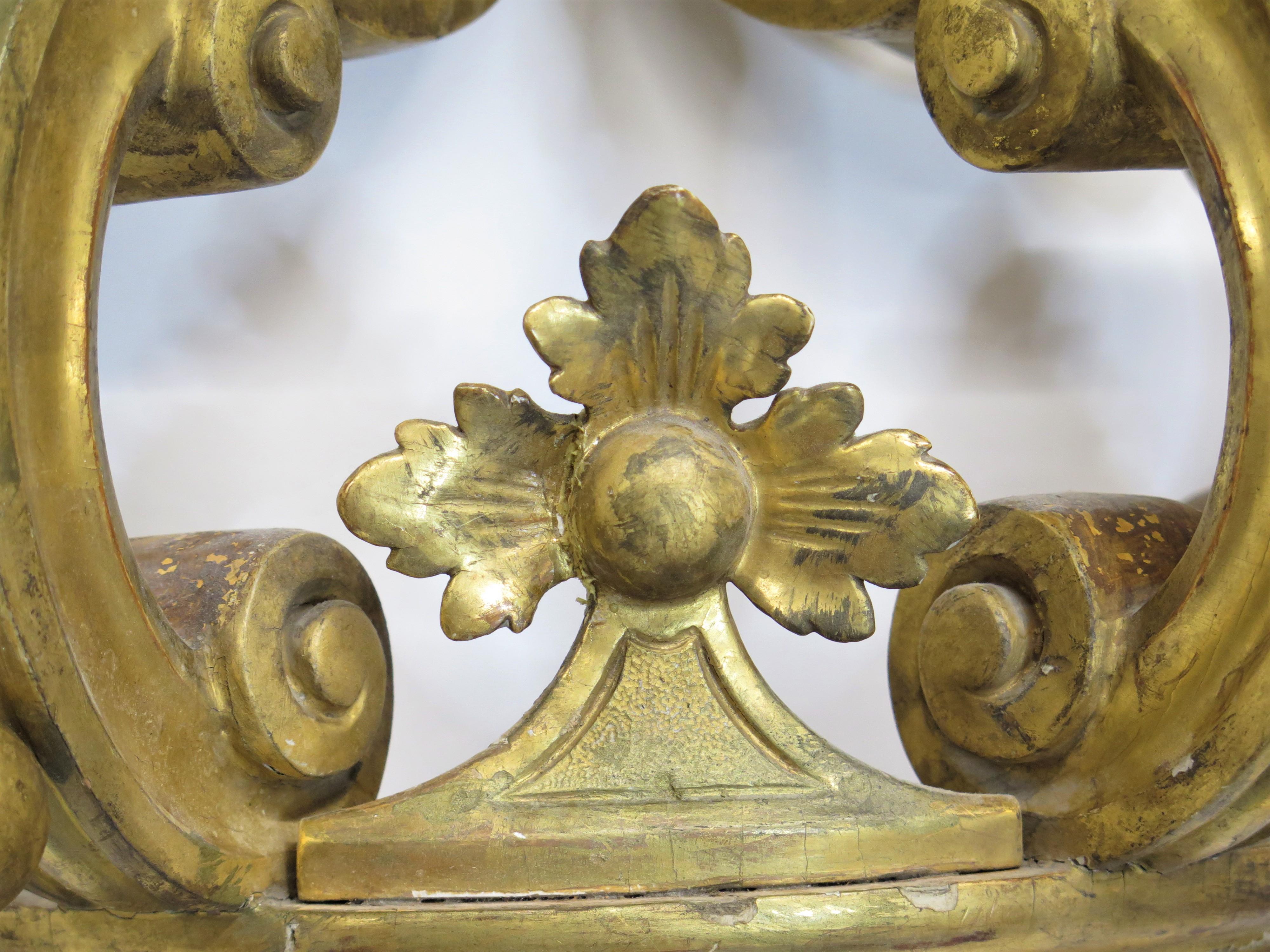 Hand-Carved Paint and Parcel Gilt Bed Corona, Gold and Silver For Sale