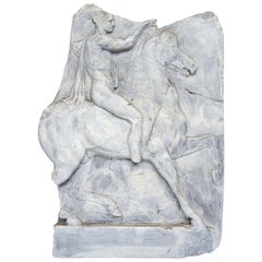 Paint and Resin Relief of an Ancient Roman on Horseback