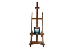 Paint Coated 19th C Easel with Cranking Mechanism