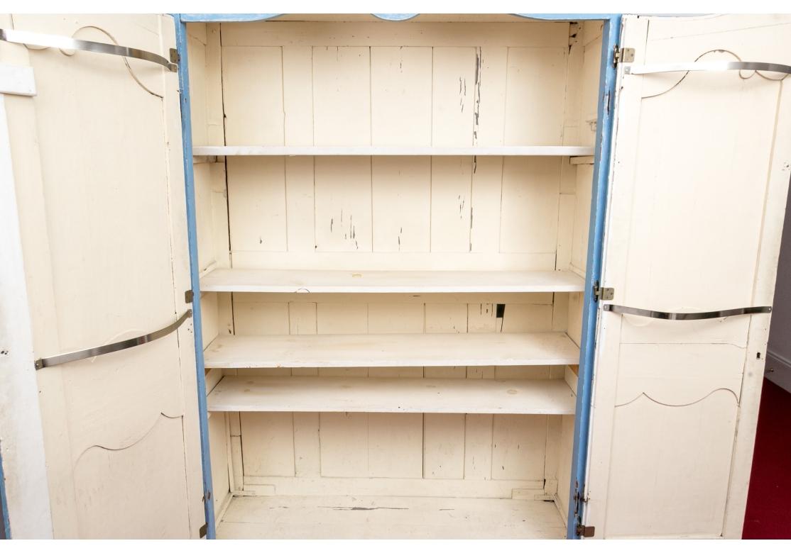 Paint Decorated 19th Century French Blue Armoire For Sale 5