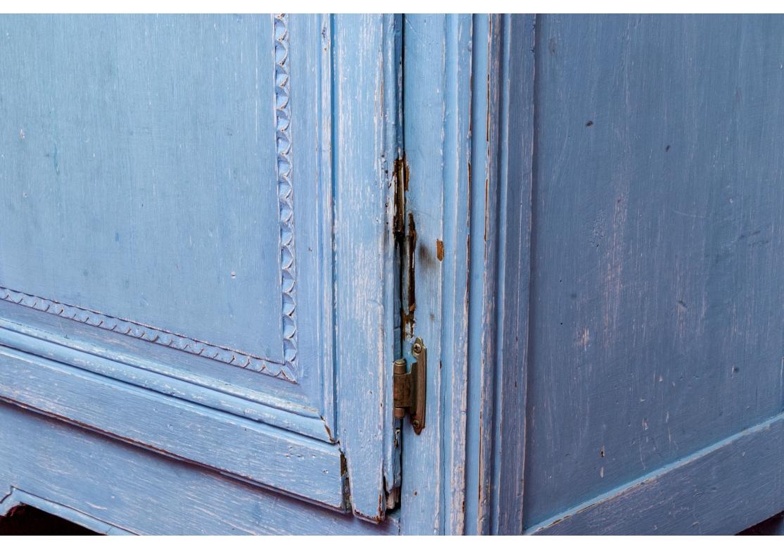 Paint Decorated 19th Century French Blue Armoire For Sale 6