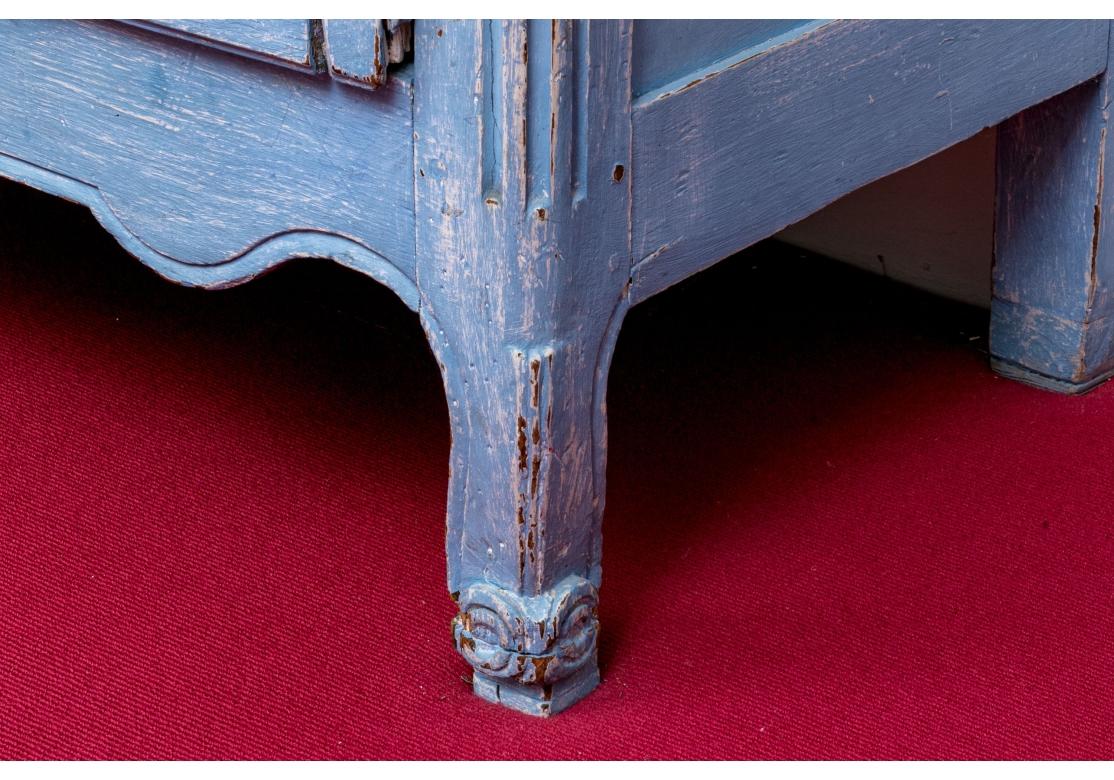 Paint Decorated 19th Century French Blue Armoire For Sale 7