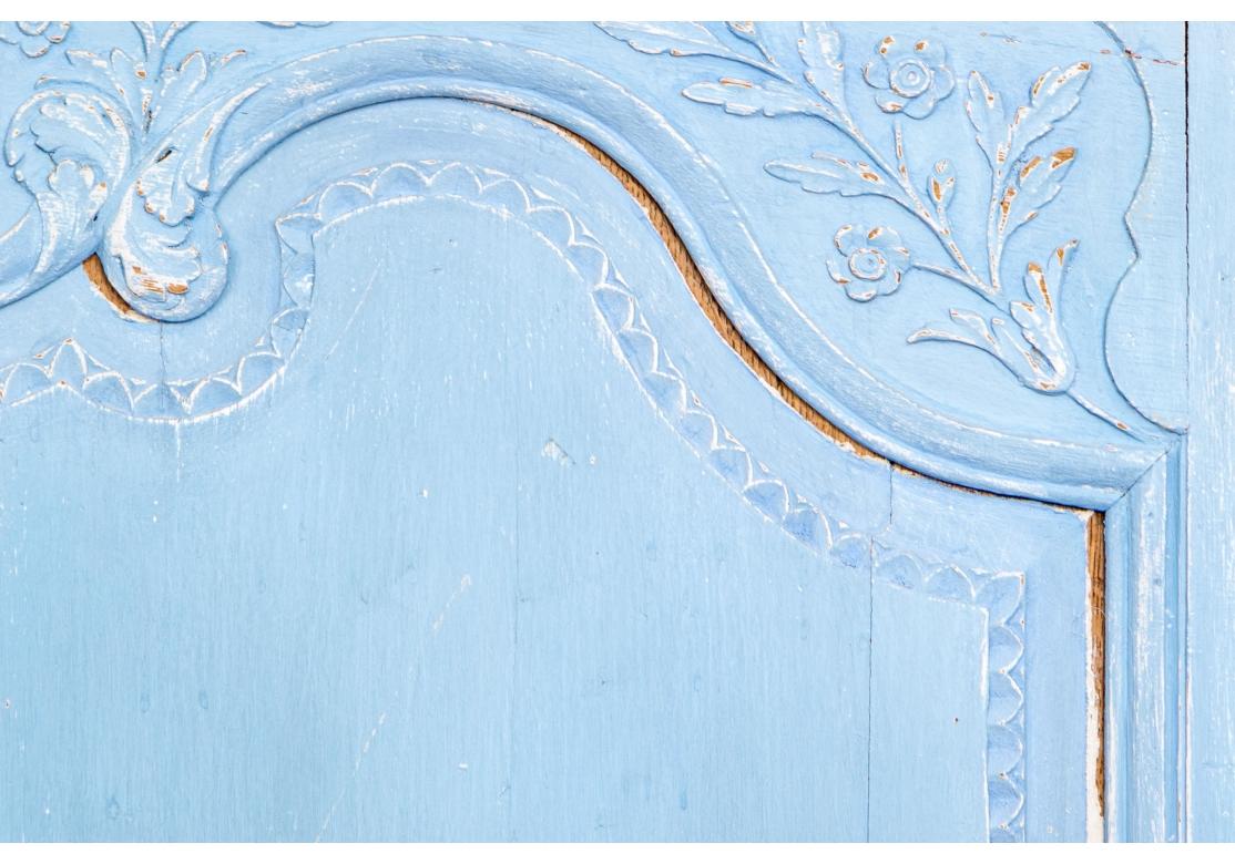 Paint Decorated 19th Century French Blue Armoire For Sale 8