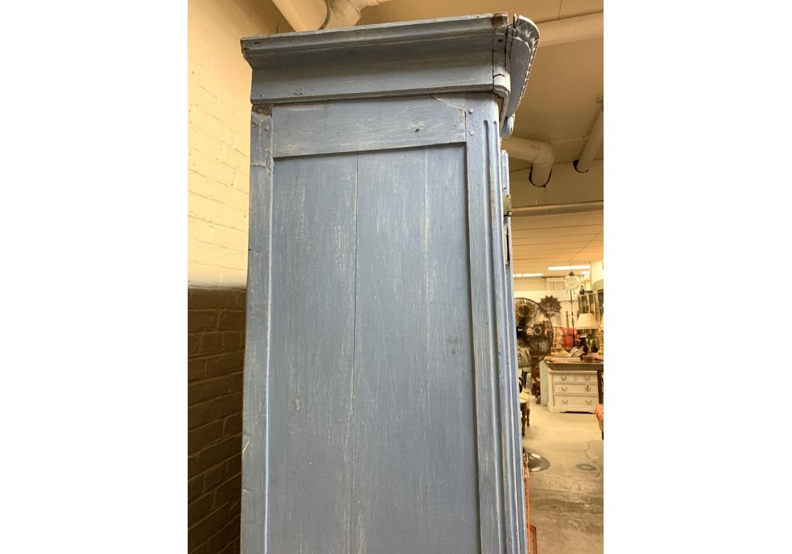 Paint Decorated 19th Century French Blue Armoire For Sale 12