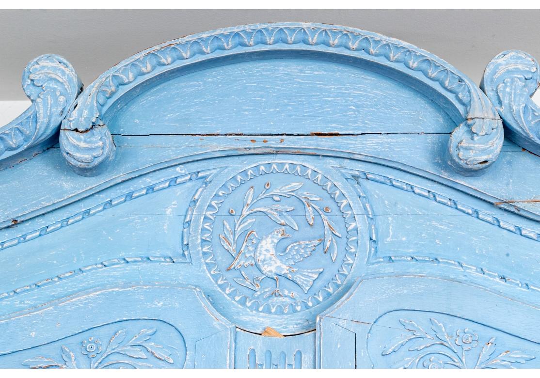 Hand-Painted Paint Decorated 19th Century French Blue Armoire For Sale