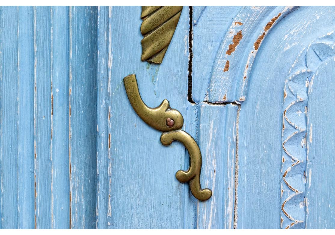 Paint Decorated 19th Century French Blue Armoire For Sale 3