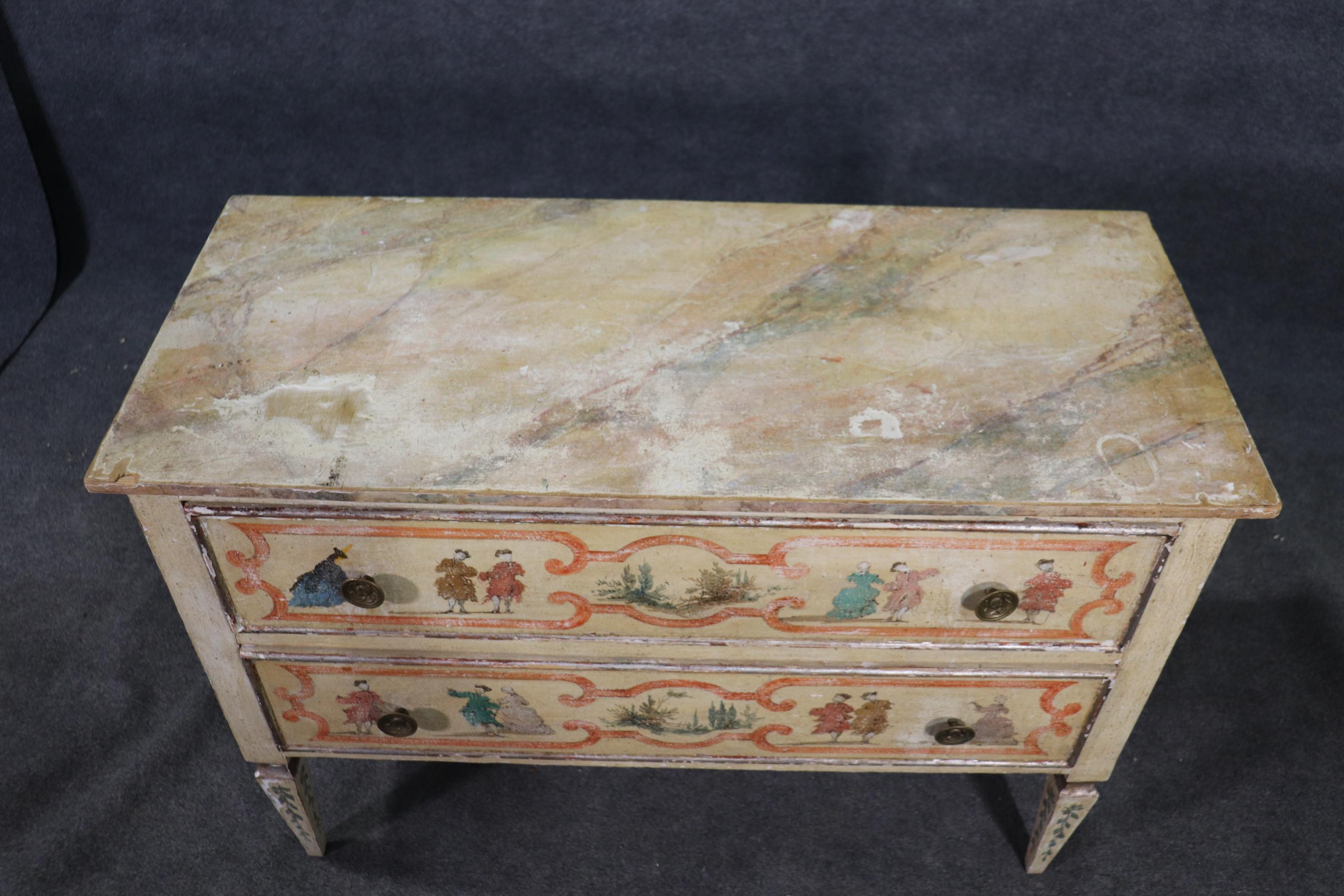 Paint Decorated Antique Italian Provincial Commode Dresser, C1880 In Good Condition In Swedesboro, NJ