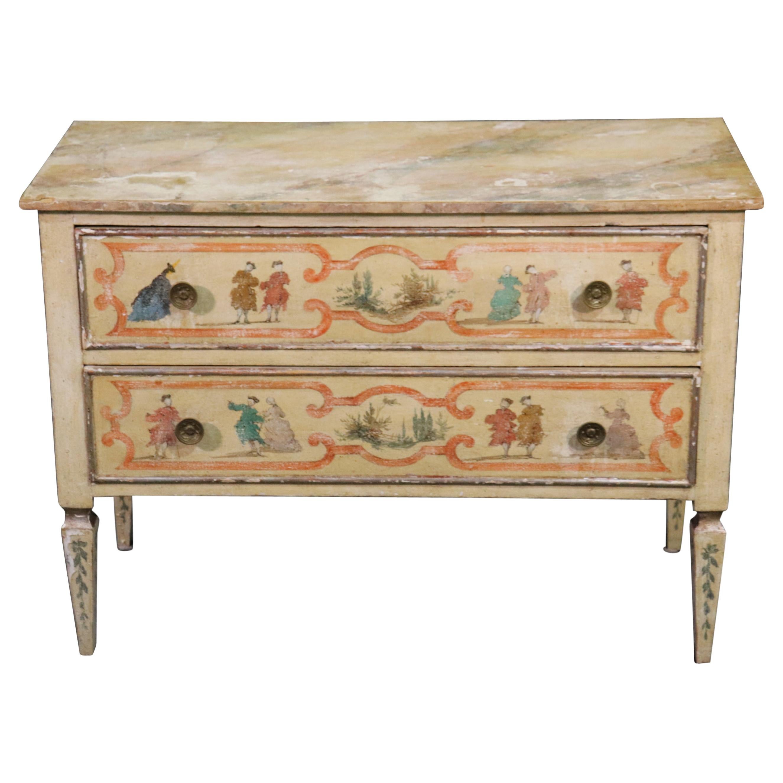 Paint Decorated Antique Italian Provincial Commode Dresser, C1880