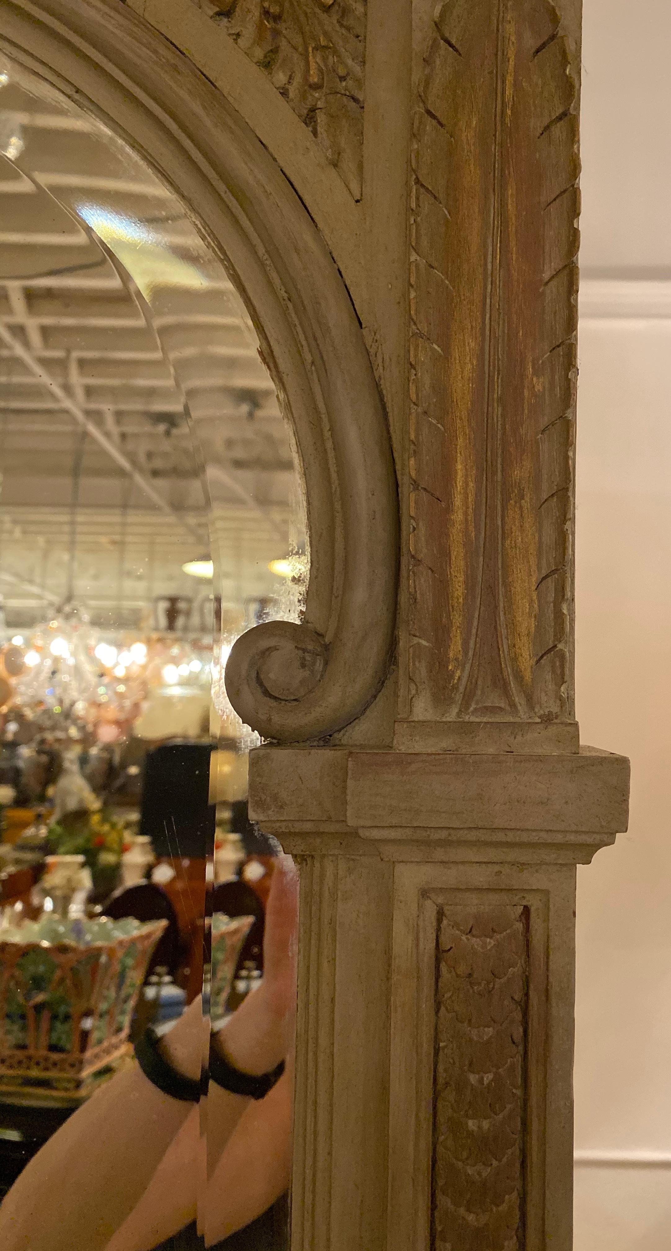 Paint Decorated Beveled Floor or over the Mantle Mirror, Monumental 6