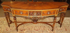 Paint Decorated Burled & Satinwood Adam Style Buffet Server Sideboard