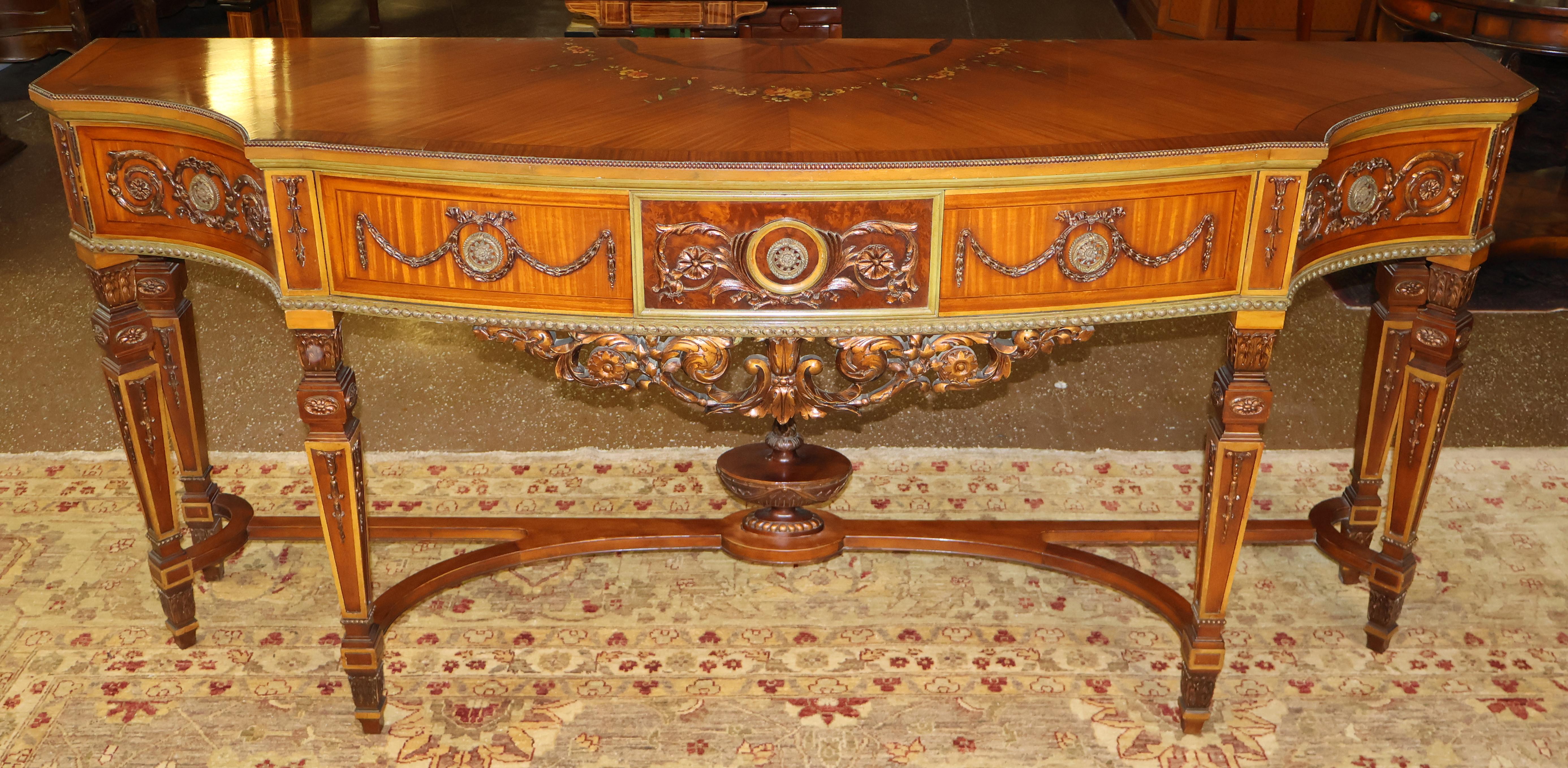 Stile Adam Credenza buffet server in stile Adams, decorata a vernice, con radica e legno satinato in vendita