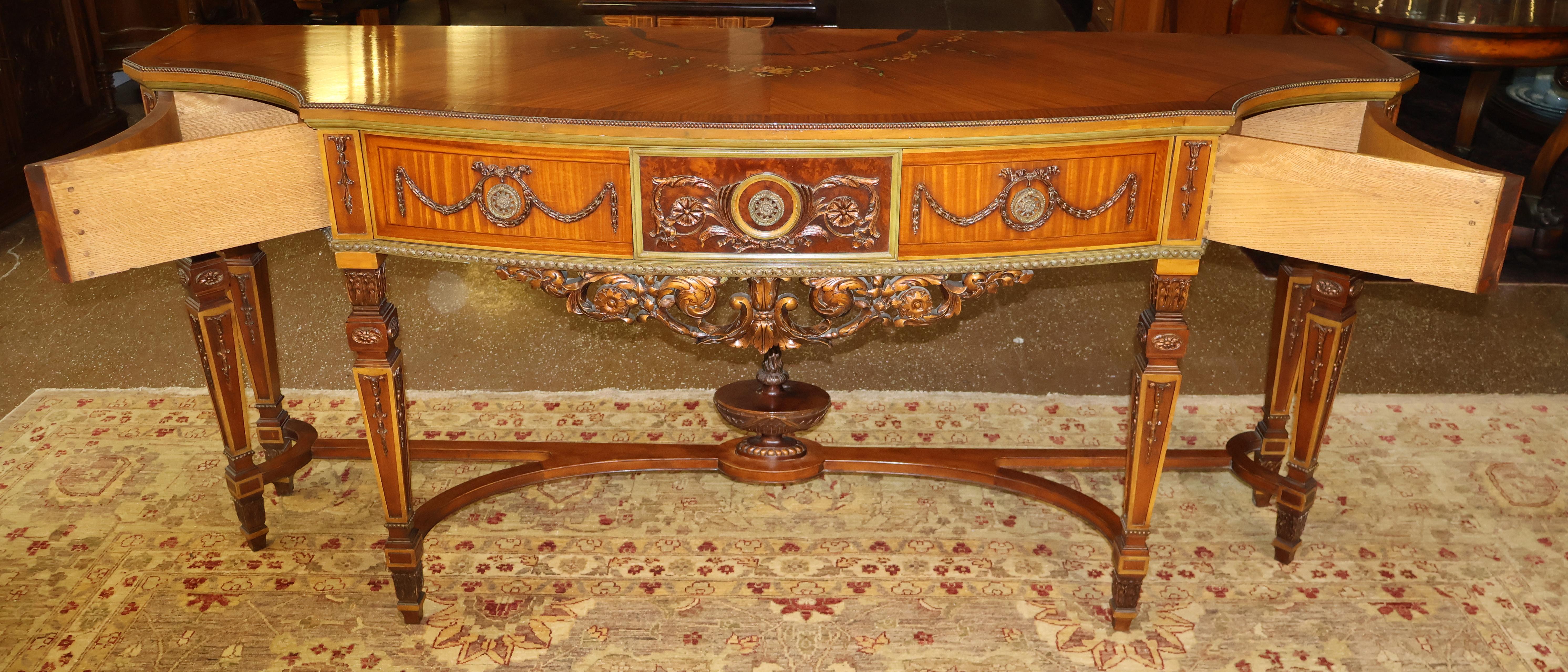 Credenza buffet server in stile Adams, decorata a vernice, con radica e legno satinato in vendita 1