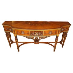Buffet serveur en bois satiné et lustré, décoré à la peinture, de style Adams