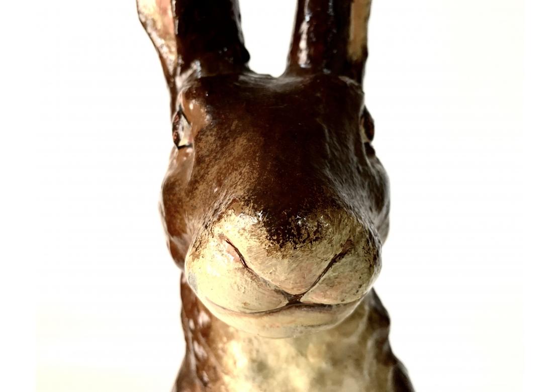 Paint Decorated Cement Bunny Sculpture For Sale 1