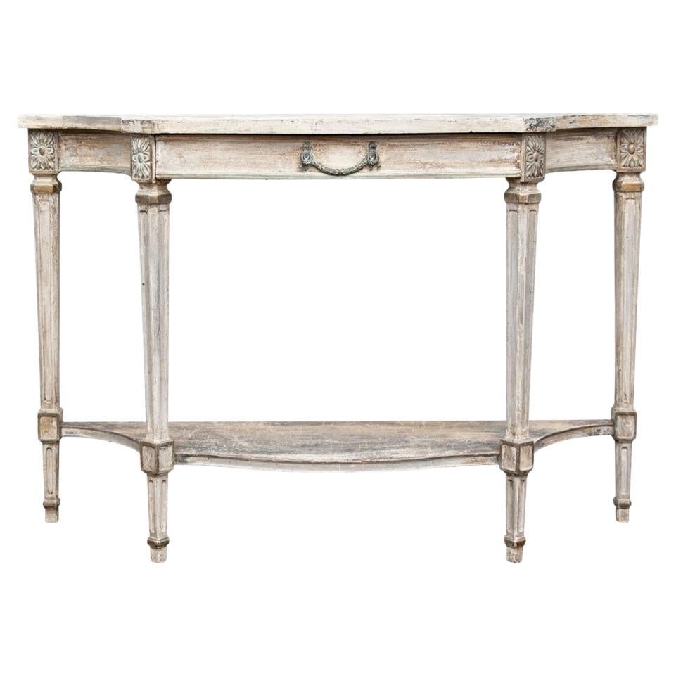 Table console décorée à la peinture de style Louis XVI en vente