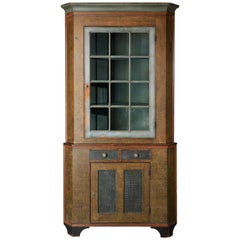 Paint Decorated Corner Cupboard from Pennsylvania