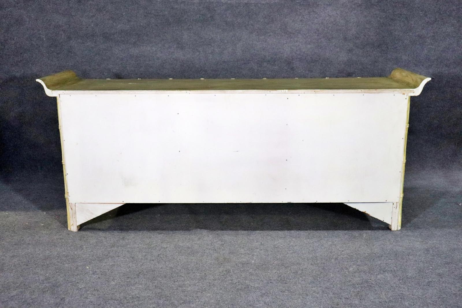 Paint Decorated Faux Bamboo Style Triple Dresser, circa 1970 For Sale 6