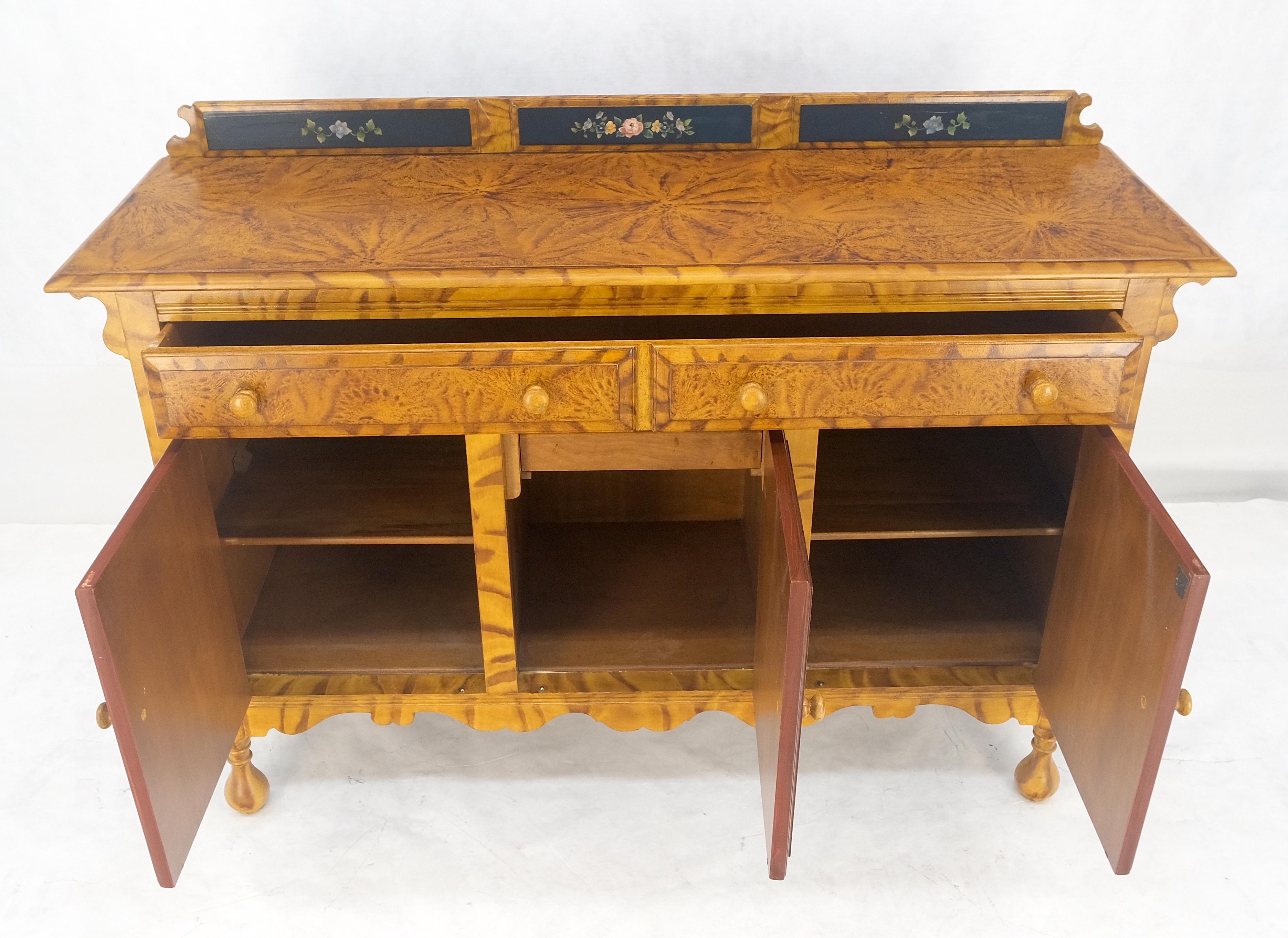 Hardwood Paint Decorated Faux Finish Backsplash 3 Doors 1 Drawer Sideboards Onion Legs For Sale