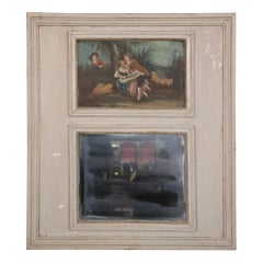 Paint Decorated French Trumeau Mirror with Courtship Scene, Circa 1900