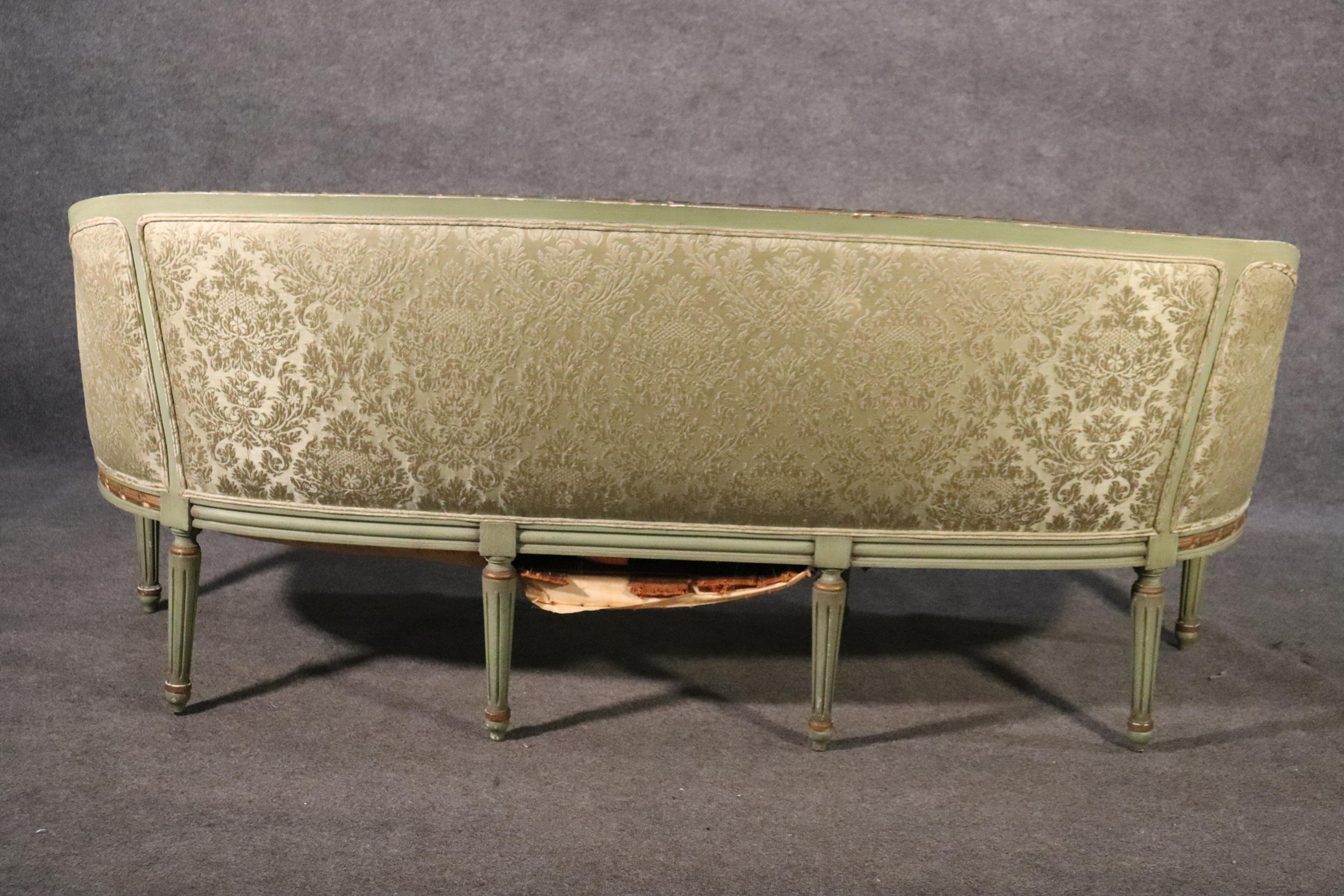 Paint Decorated Gilded French Louis XVI Style Settee Canape Sofa, Circa 1950 1