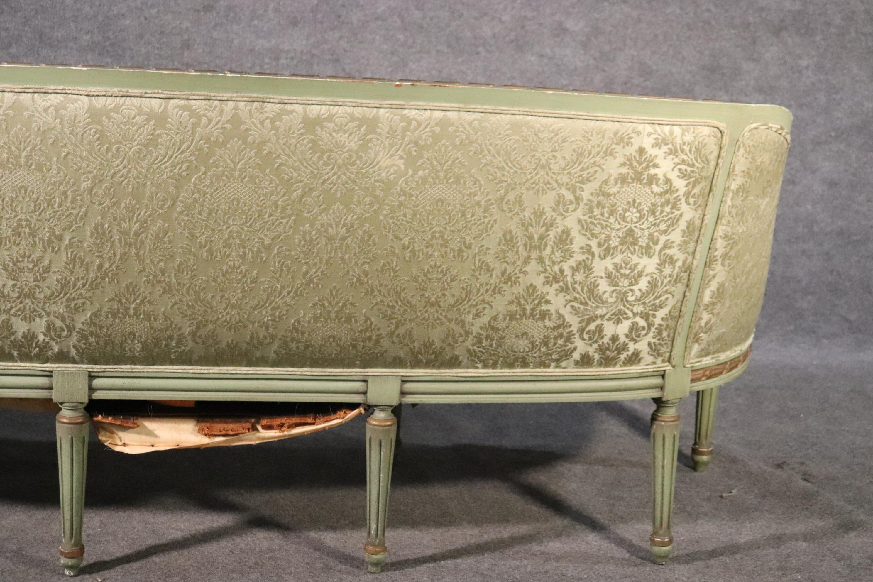 Paint Decorated Gilded French Louis XVI Style Settee Canape Sofa, Circa 1950 2