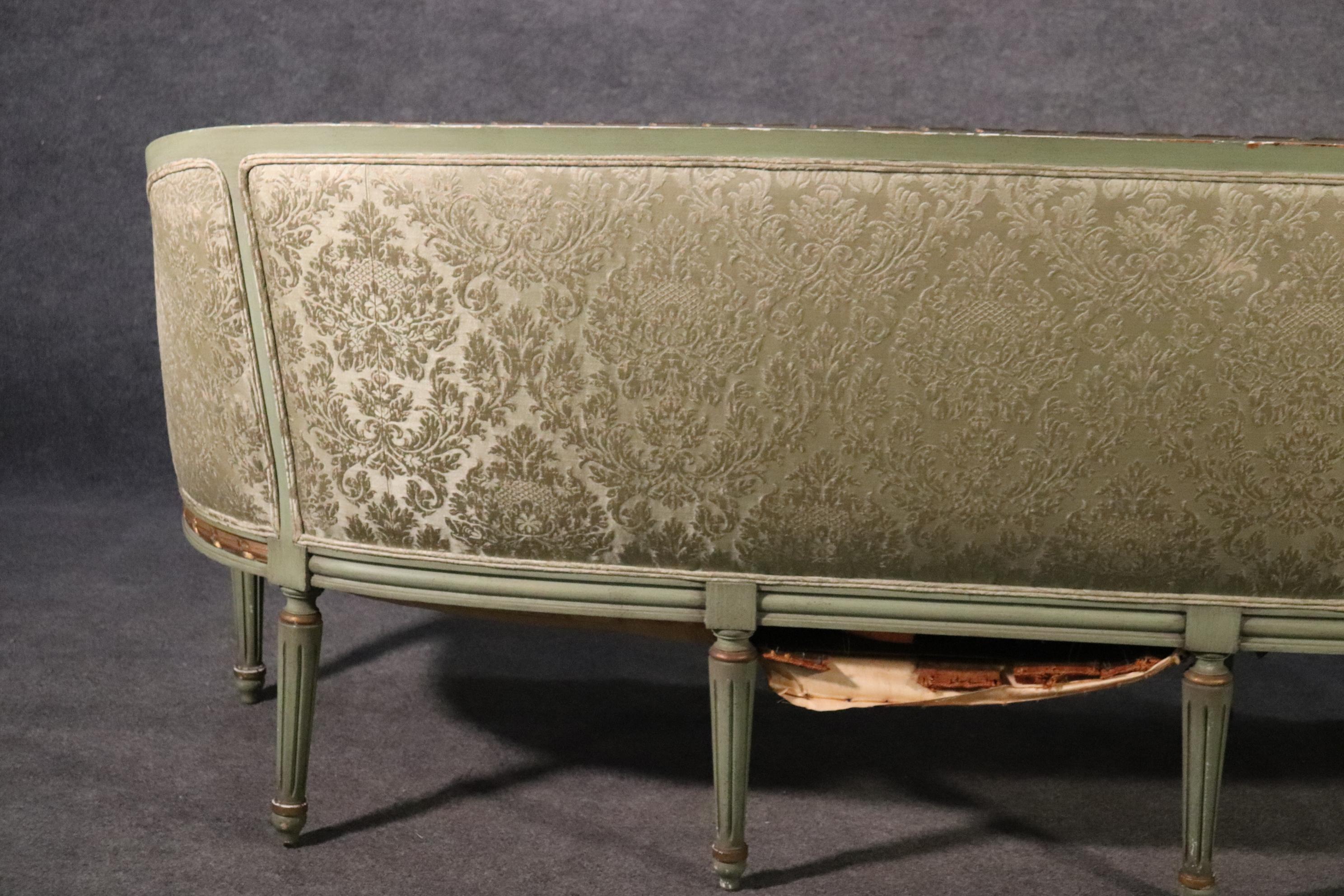Paint Decorated Gilded French Louis XVI Style Settee Canape Sofa, Circa 1950 3