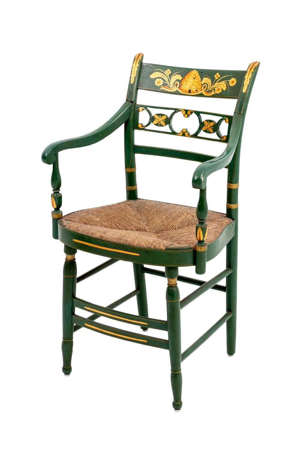 Wood Paint Decorated Hitchcock or Fancy Armchair  For Sale