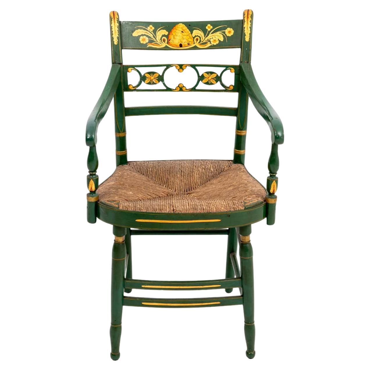 Paint Decorated Hitchcock or Fancy Armchair  For Sale