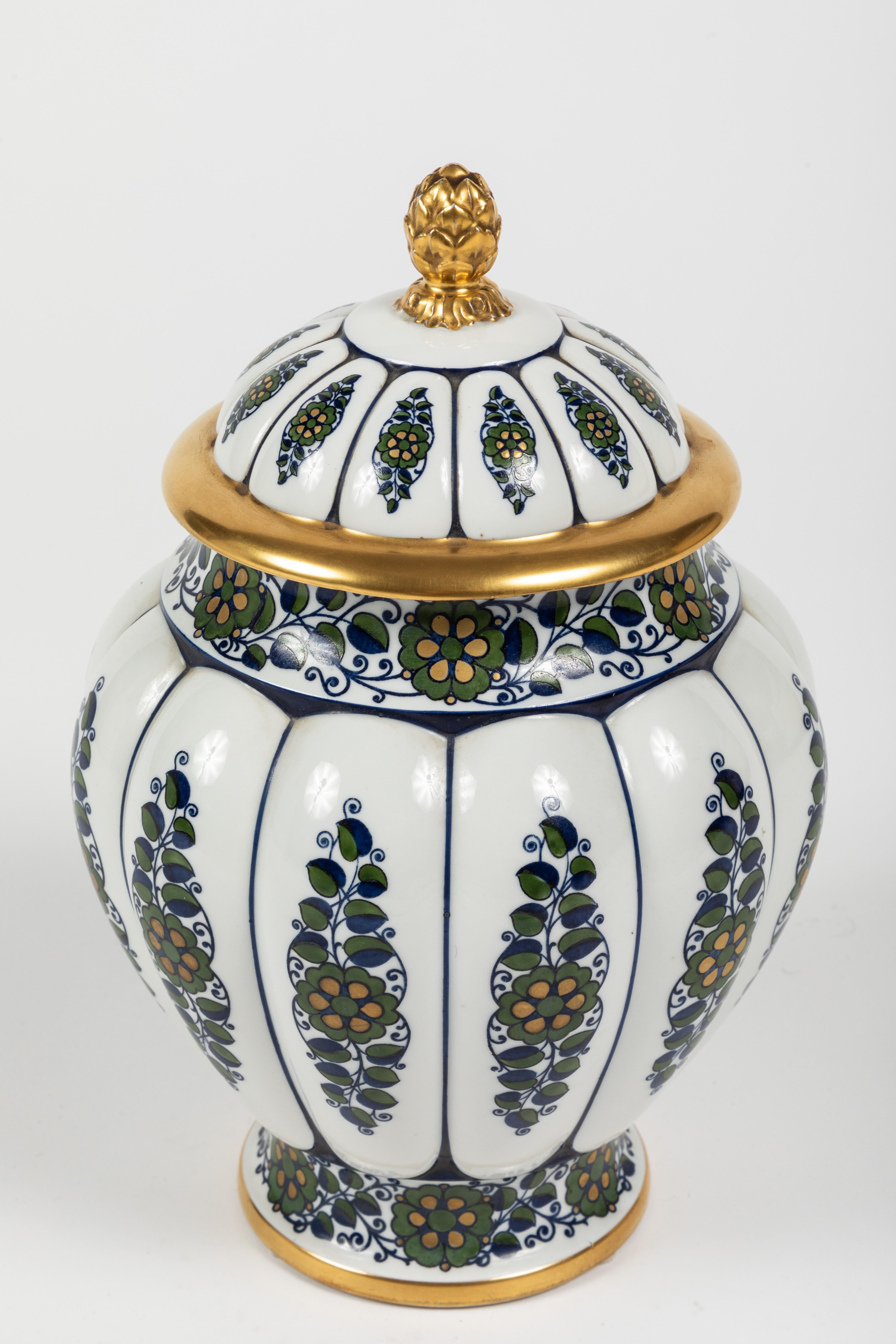 German Paint Decorated Lidded Urn by Krautheim China For Sale