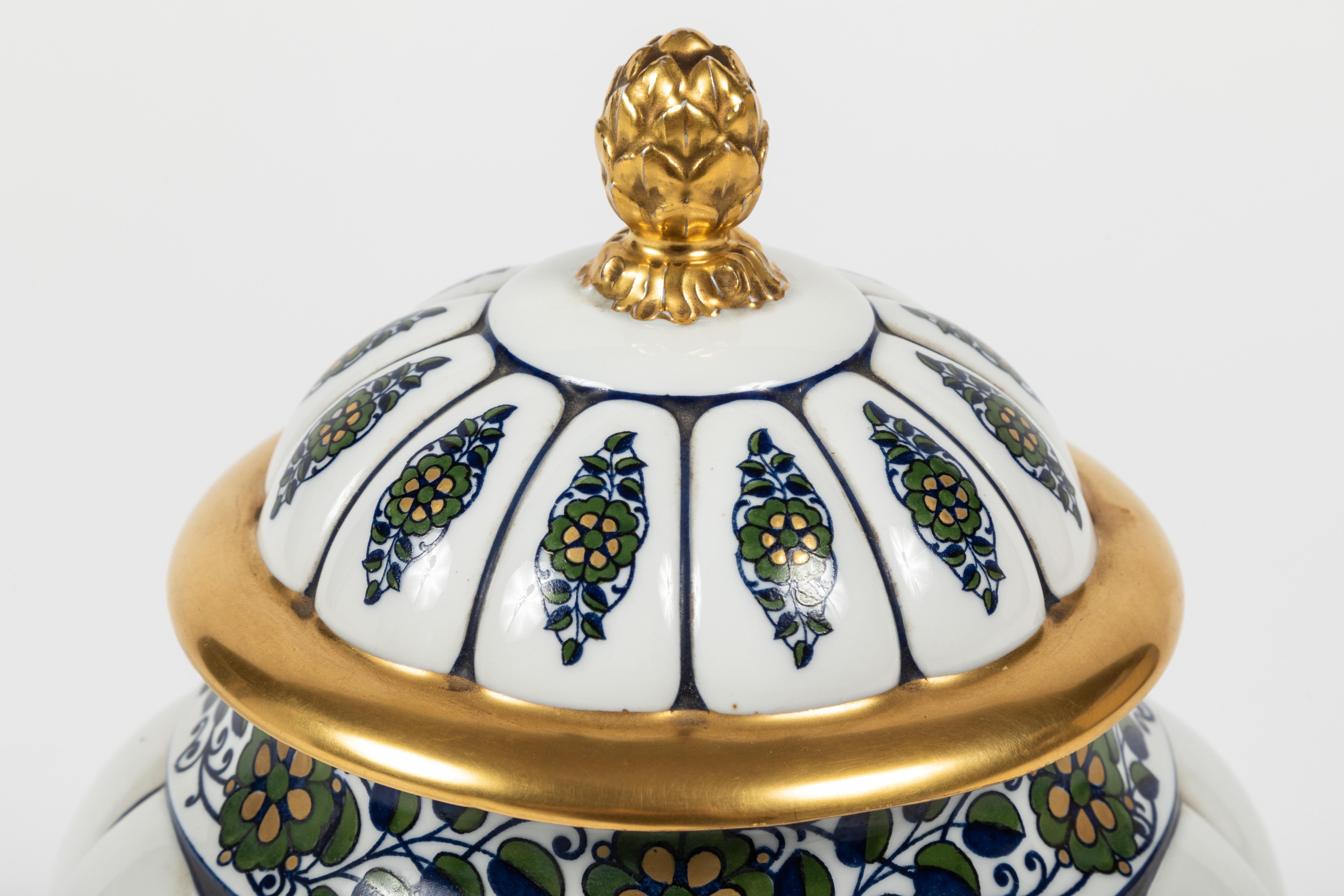 Glazed Paint Decorated Lidded Urn by Krautheim China For Sale